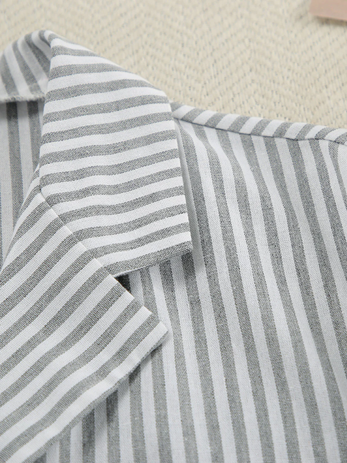 Pinstripe Lapel Long Sleeve Pants Set - Image 7