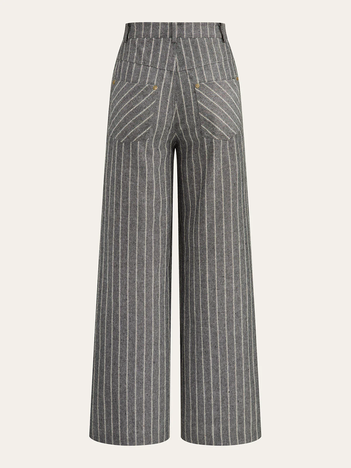 Pinstripe Linen & Cotton High-Waist Pants - Image 2