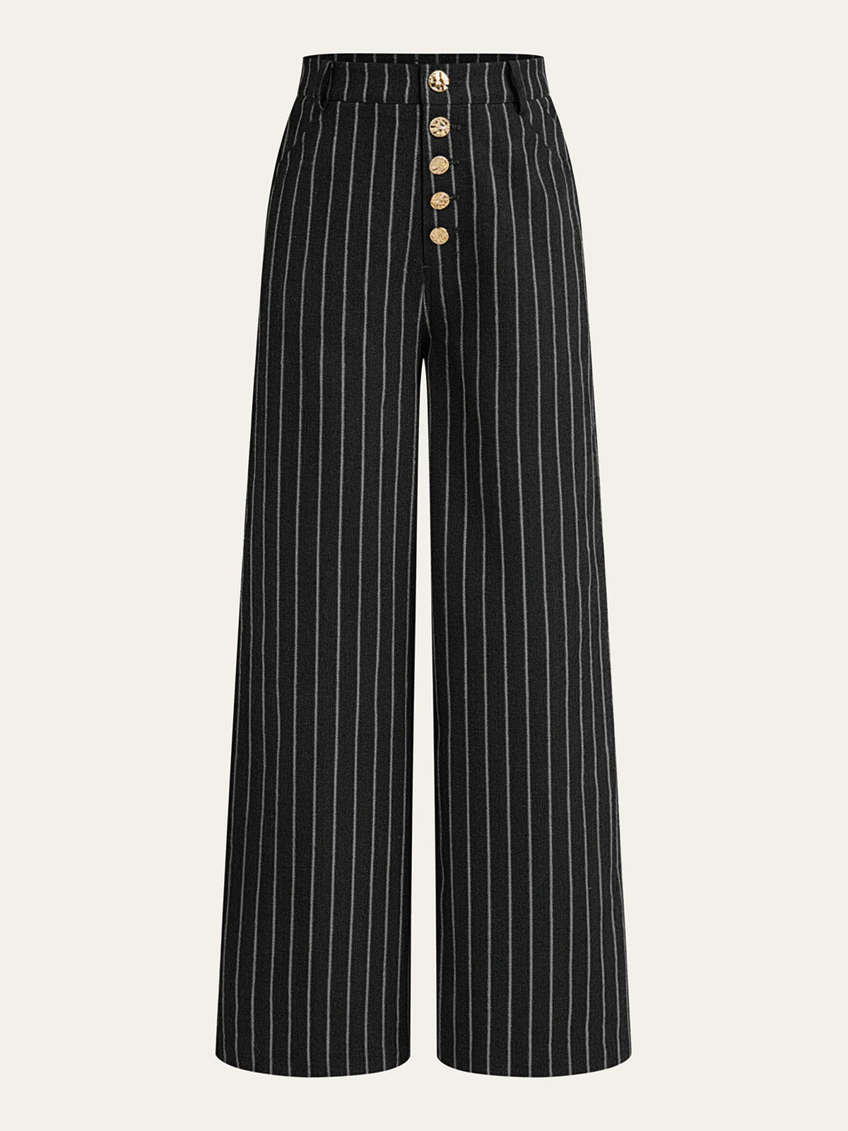 Pinstripe Linen & Cotton High-Waist Pants - Image 5