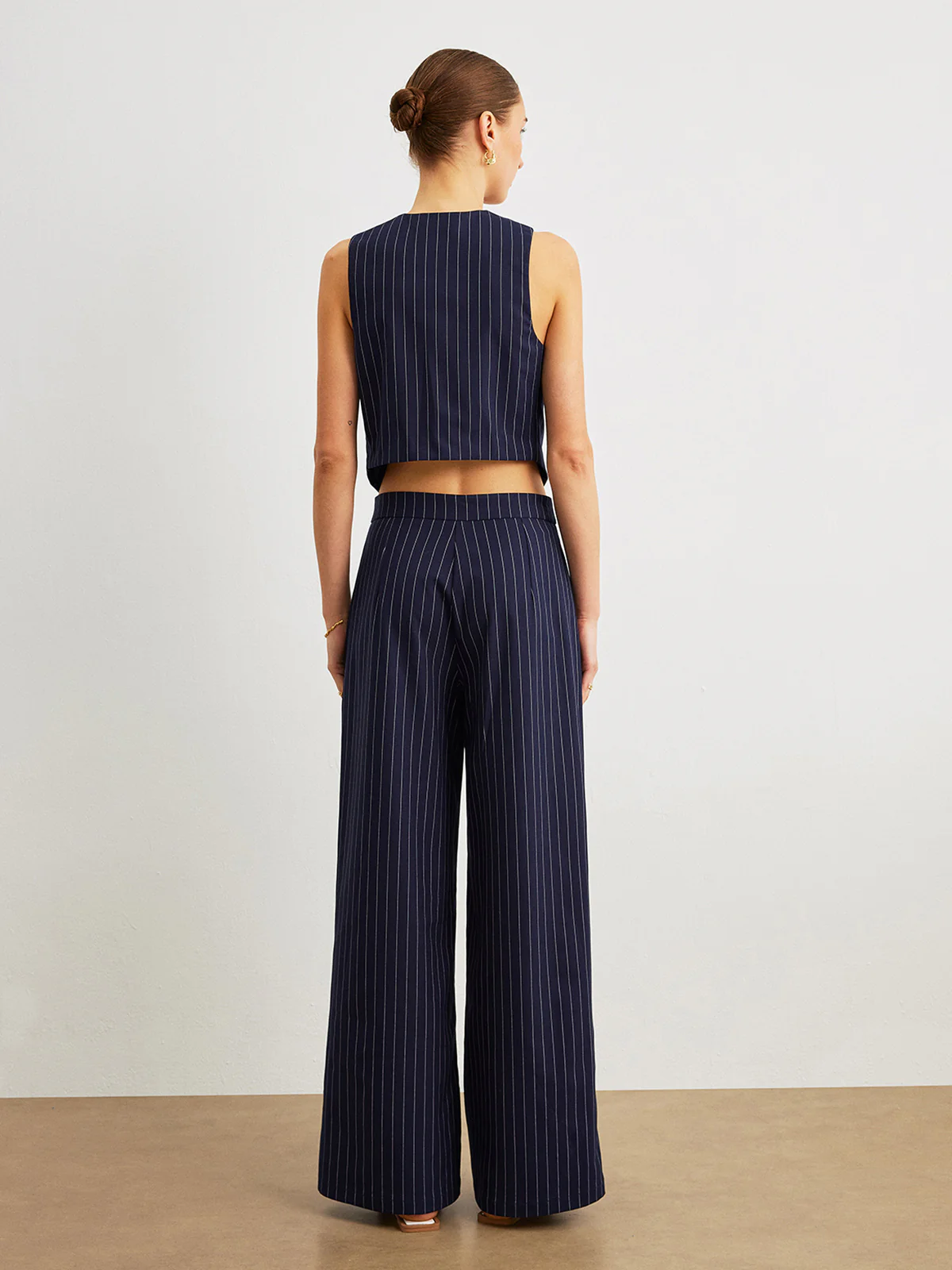 Pinstripe Pants Set With Pockets - Image 4