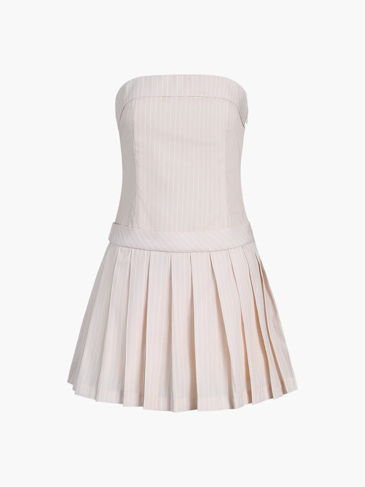 Pinstripe Pleat Tube Short Dress - Image 3