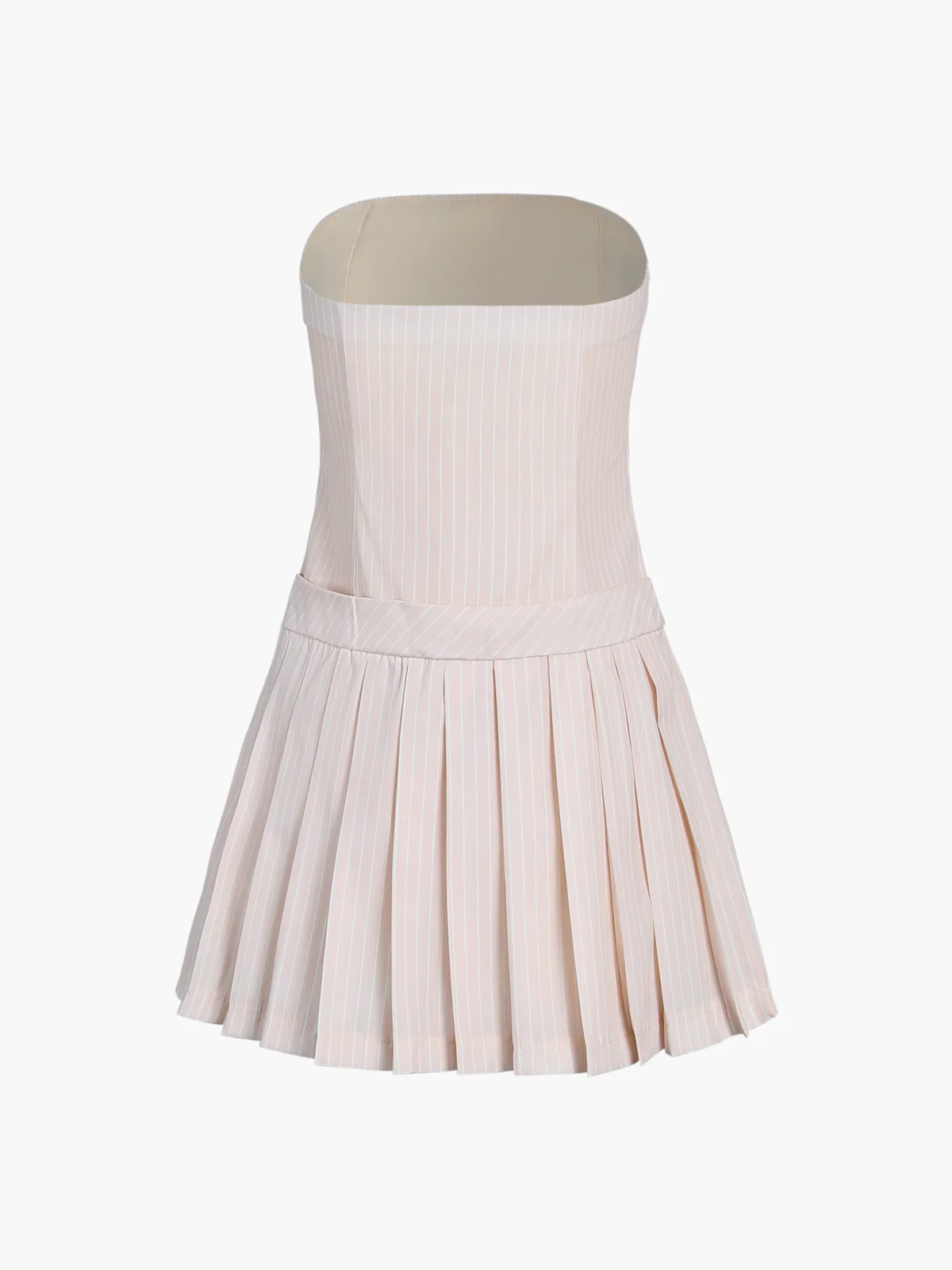 Pinstripe Pleat Tube Short Dress - Image 4