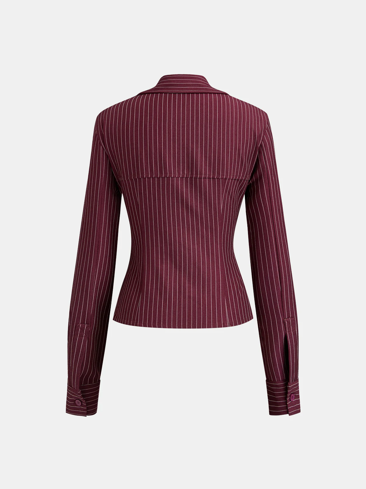 Pinstripe Ruched Collared Blouse - Image 2
