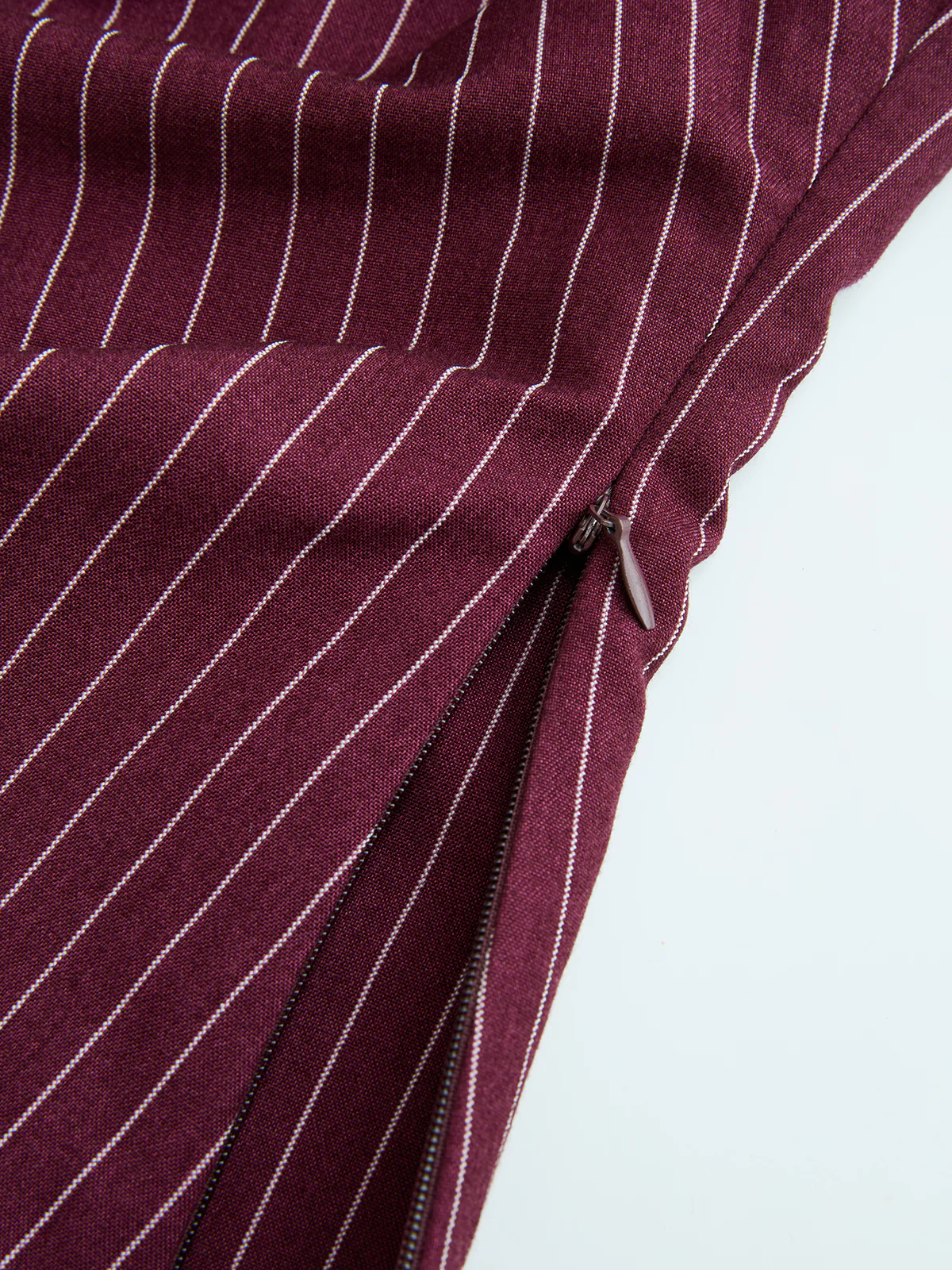 Pinstripe Ruched Collared Blouse - Image 4