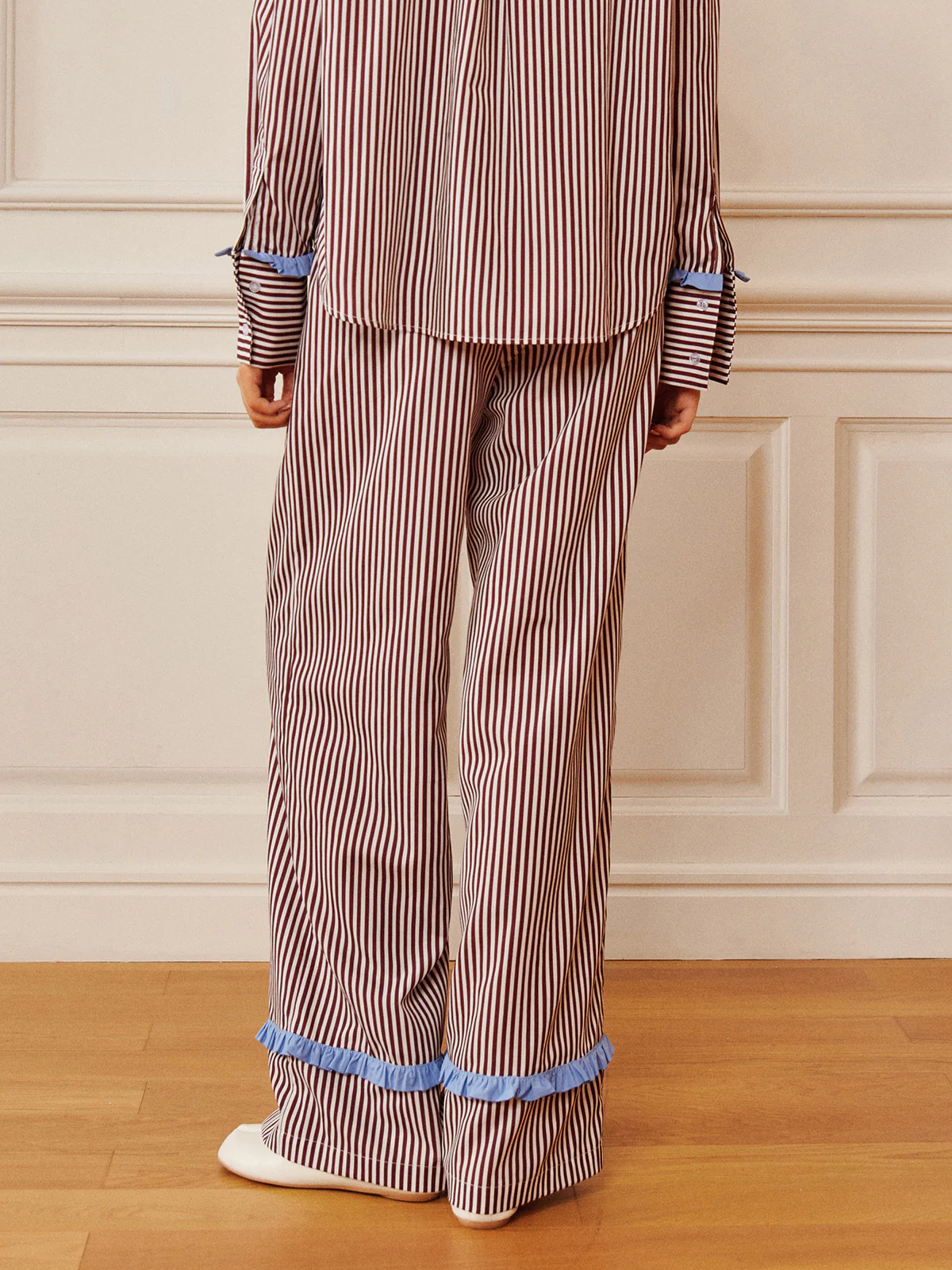 Pinstripe Ruffle Bow Pants - Image 6