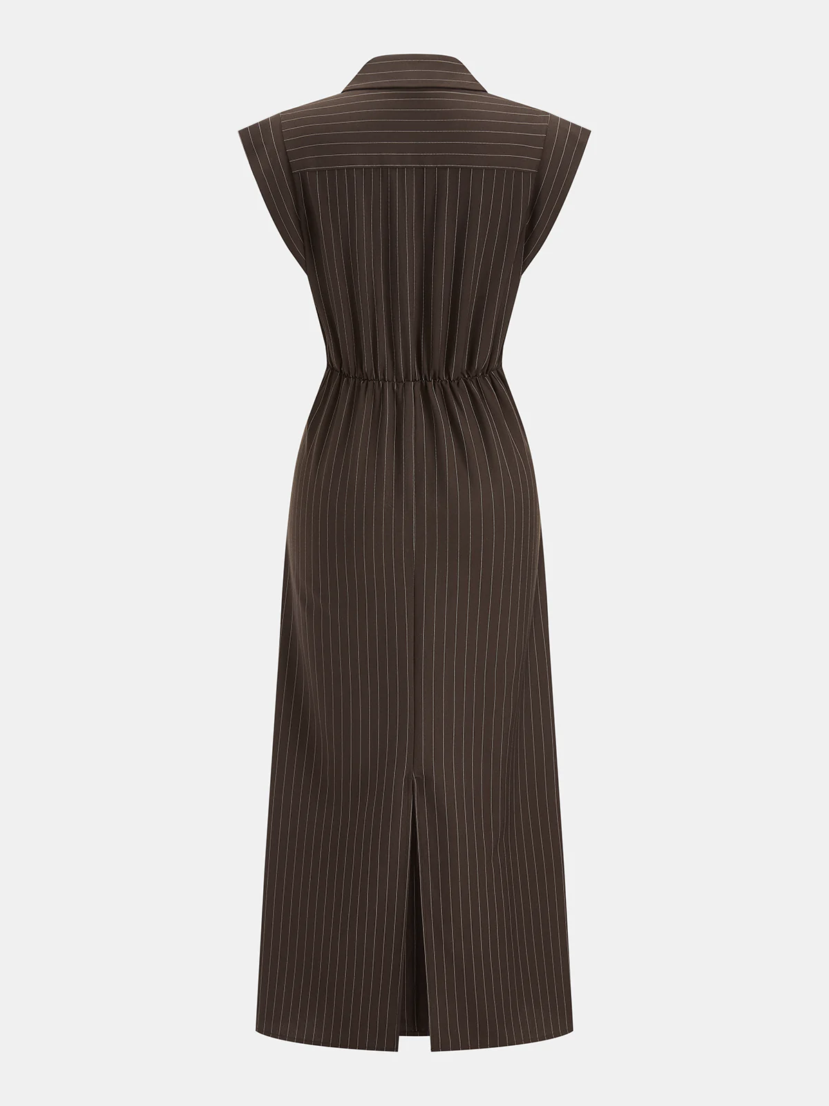 Pinstripe Sleeveless Tie-Waist Shirt Dress - Image 2
