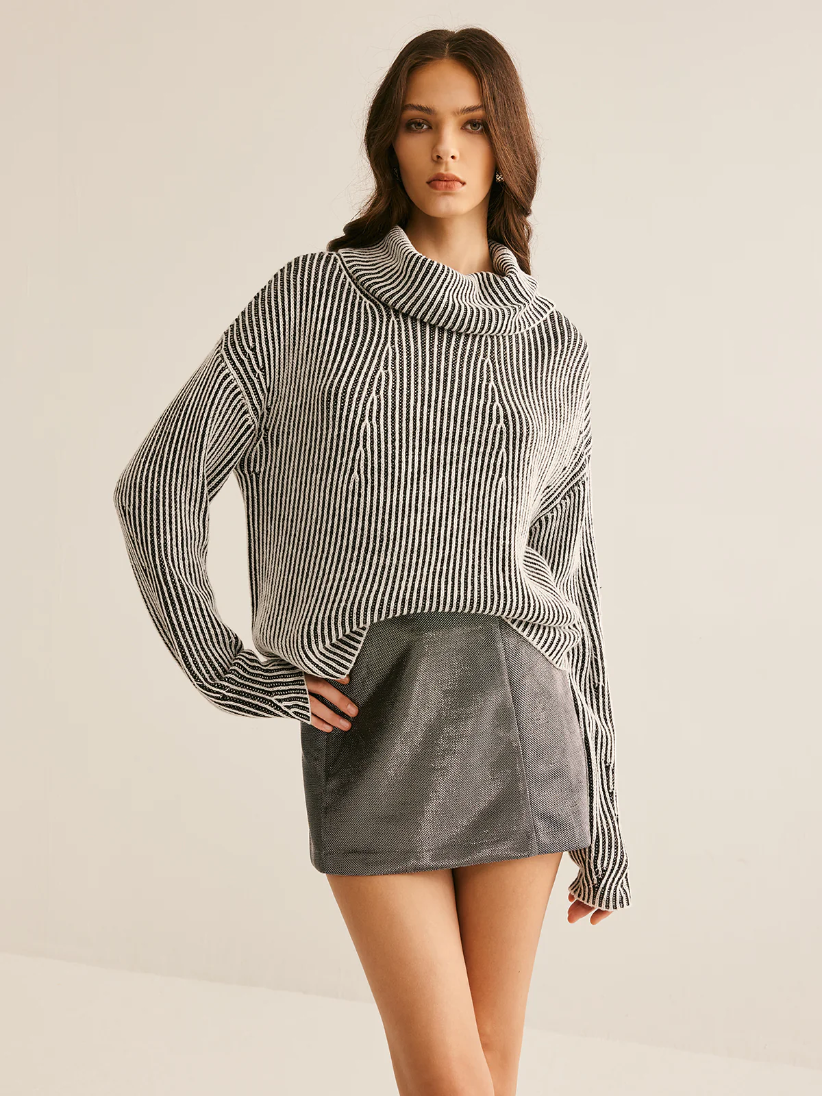 Pinstripe Turtleneck Sweater - Image 3