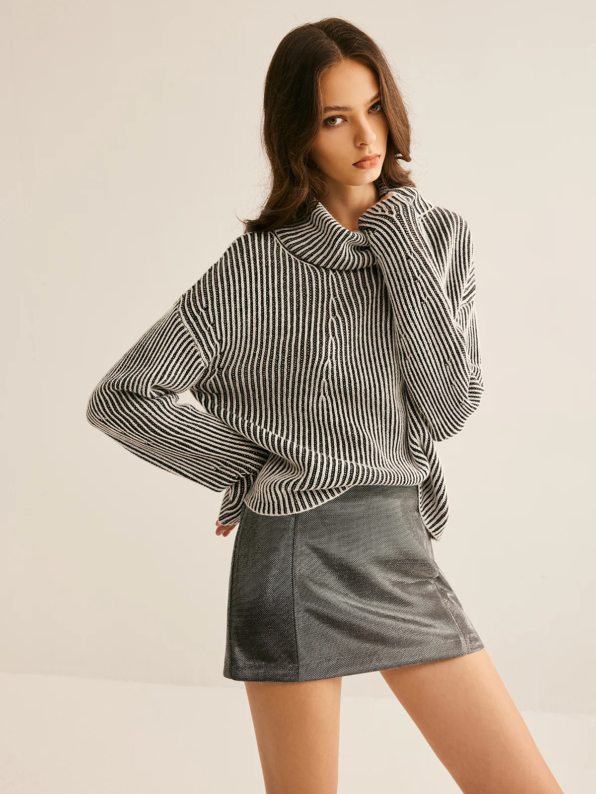Pinstripe Turtleneck Sweater - Image 4