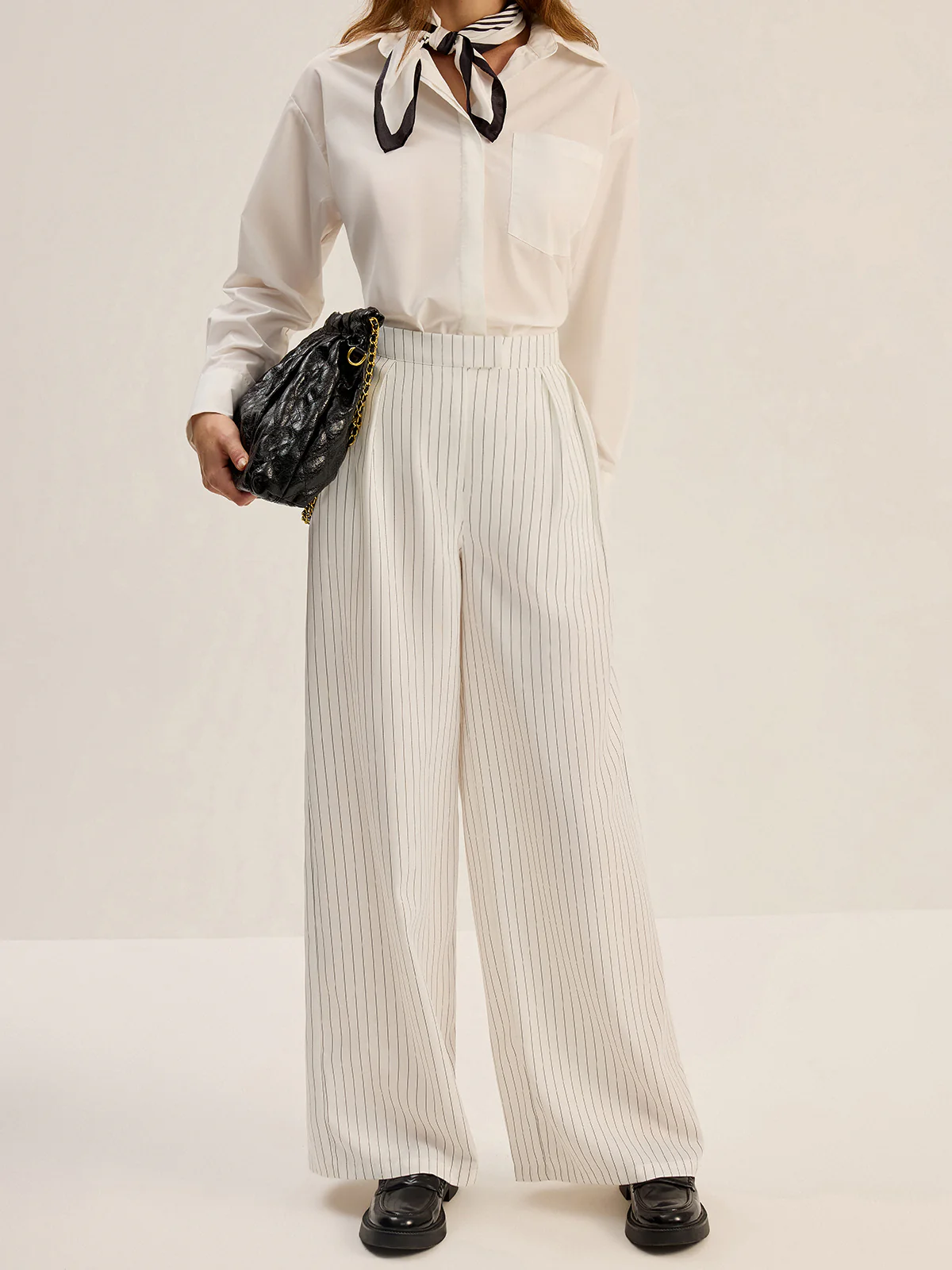 Pinstripe Wide-Leg Pants - Image 3