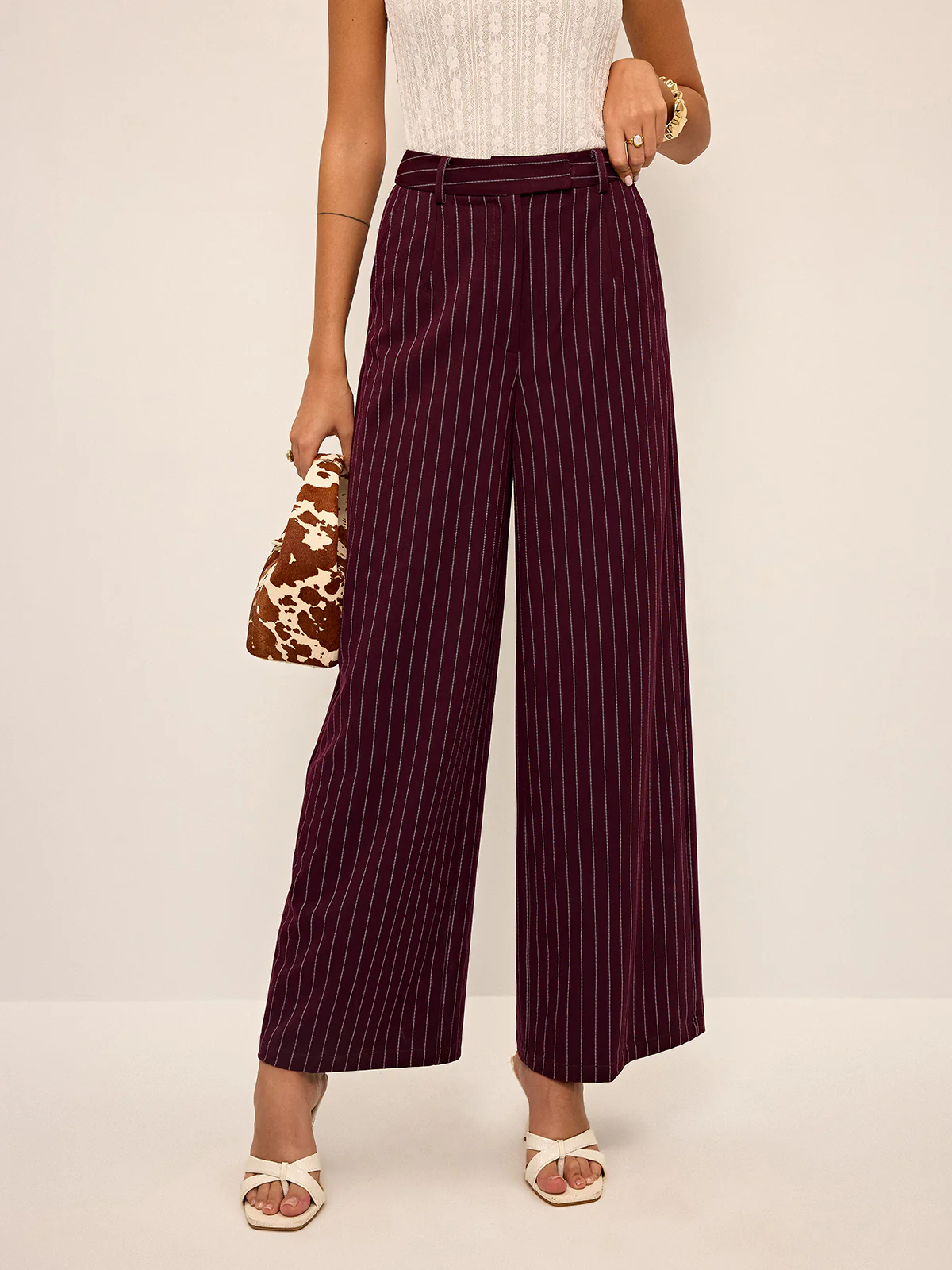 Pinstripe Wide-Leg Straight Pants - Image 7