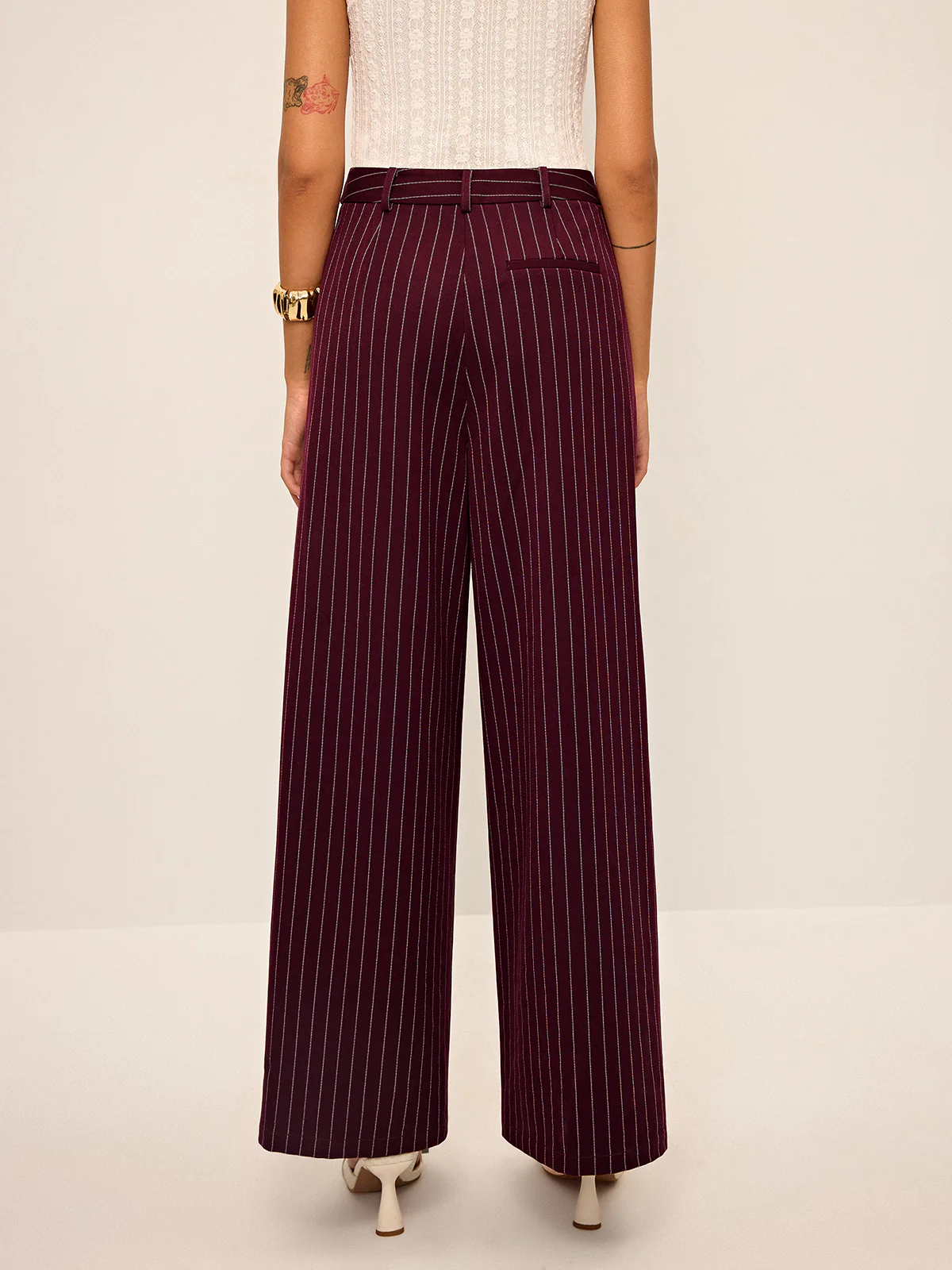 Pinstripe Wide-Leg Straight Pants - Image 8