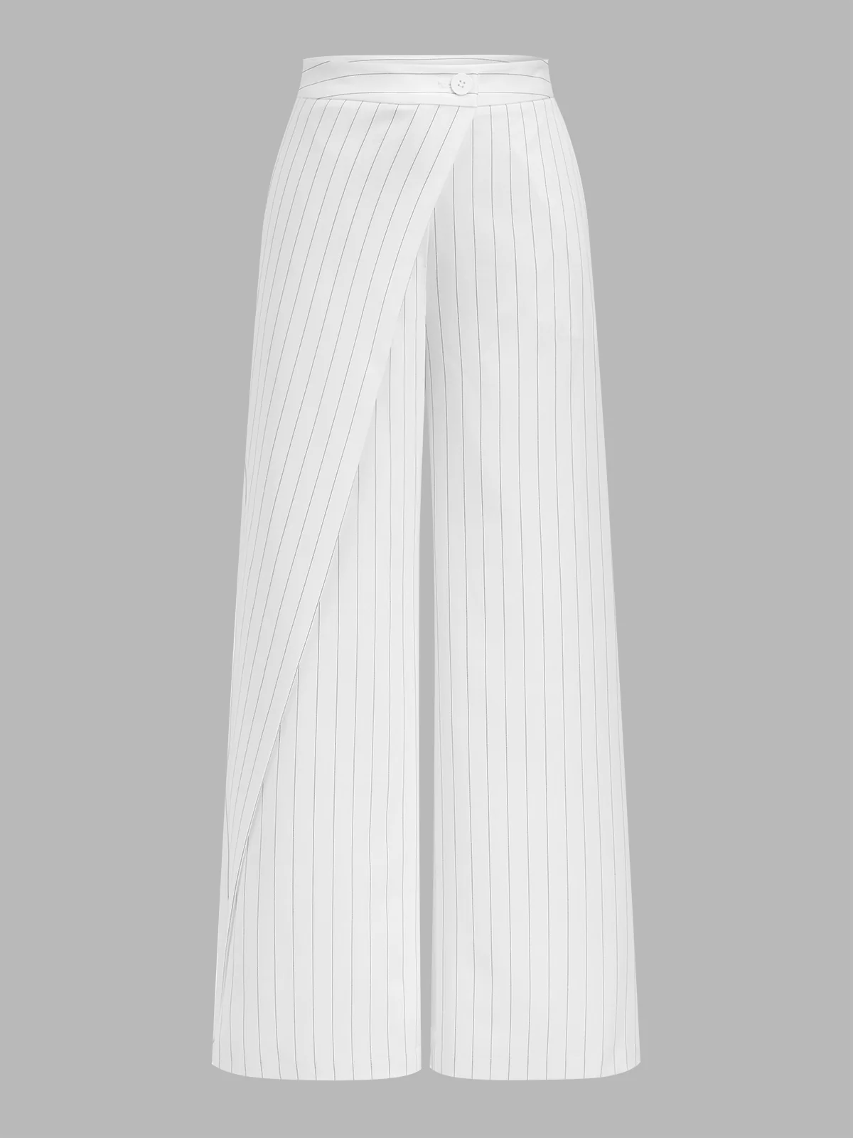 Pinstripe Wrap-Front Wide Leg Pants - Image 2