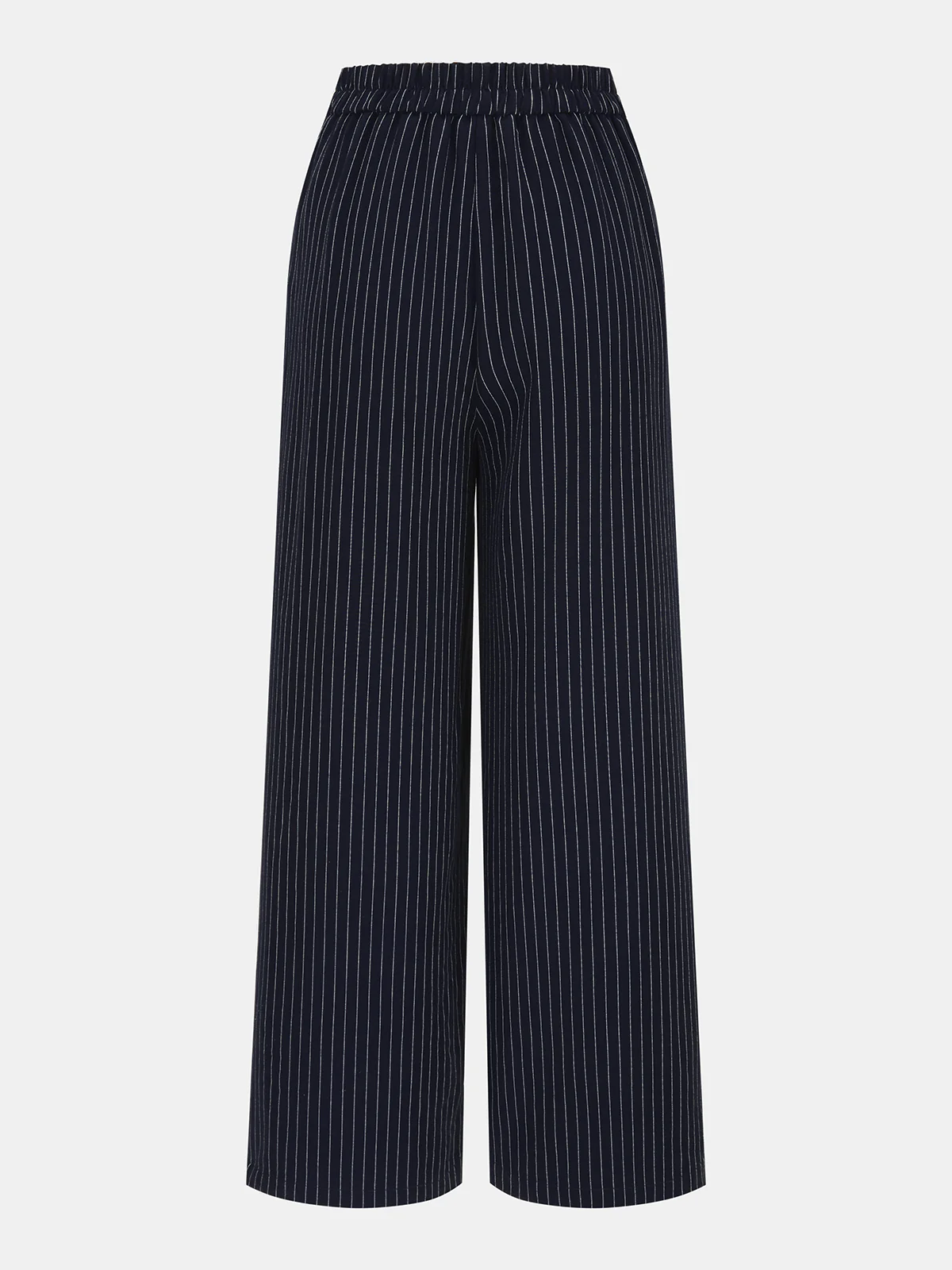 Pinstripe Wrap Top & Wide-Leg Pants Set - Image 6