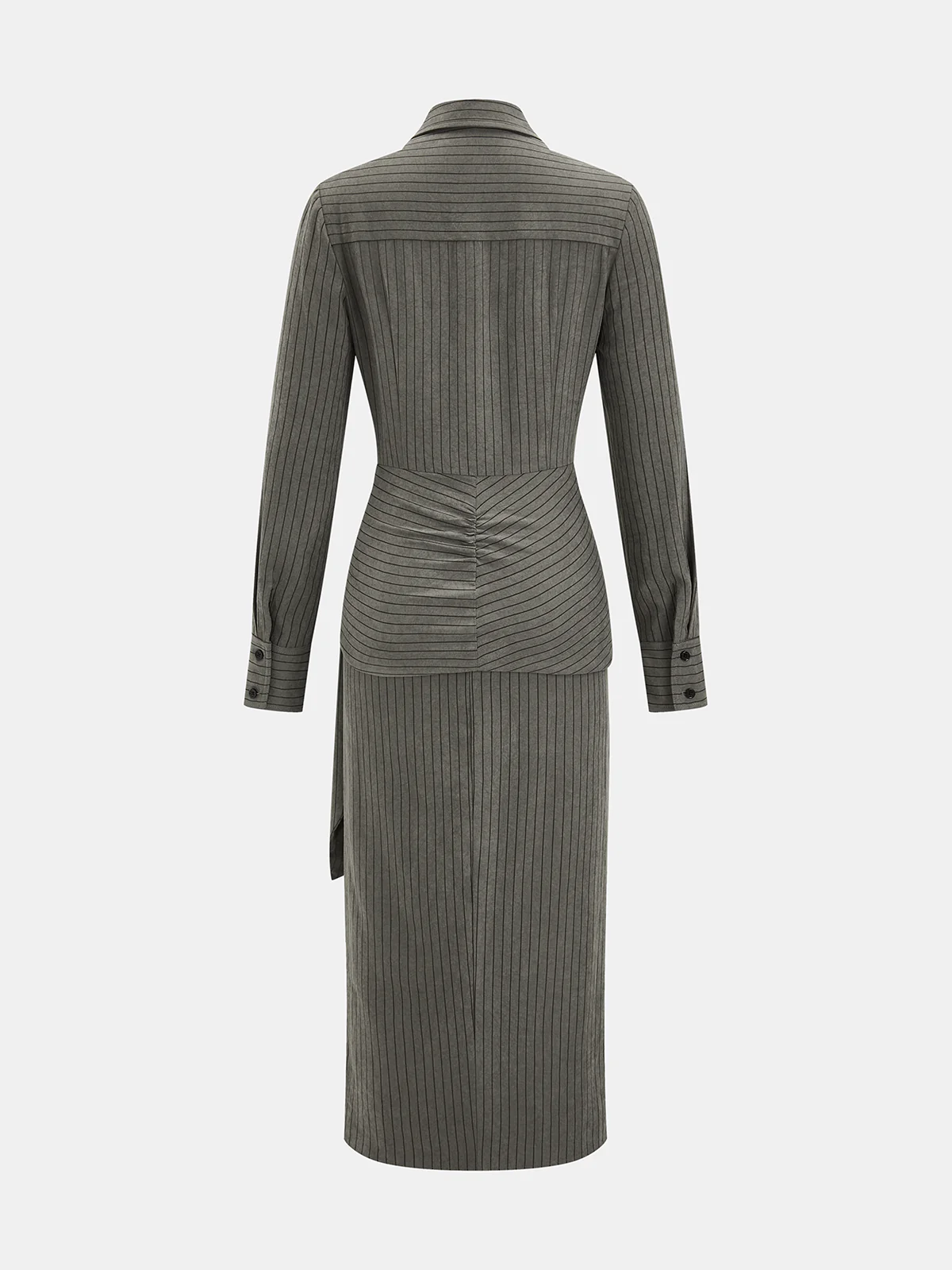 Pinstripe Wrap-Waist Shirt Dress - Image 2