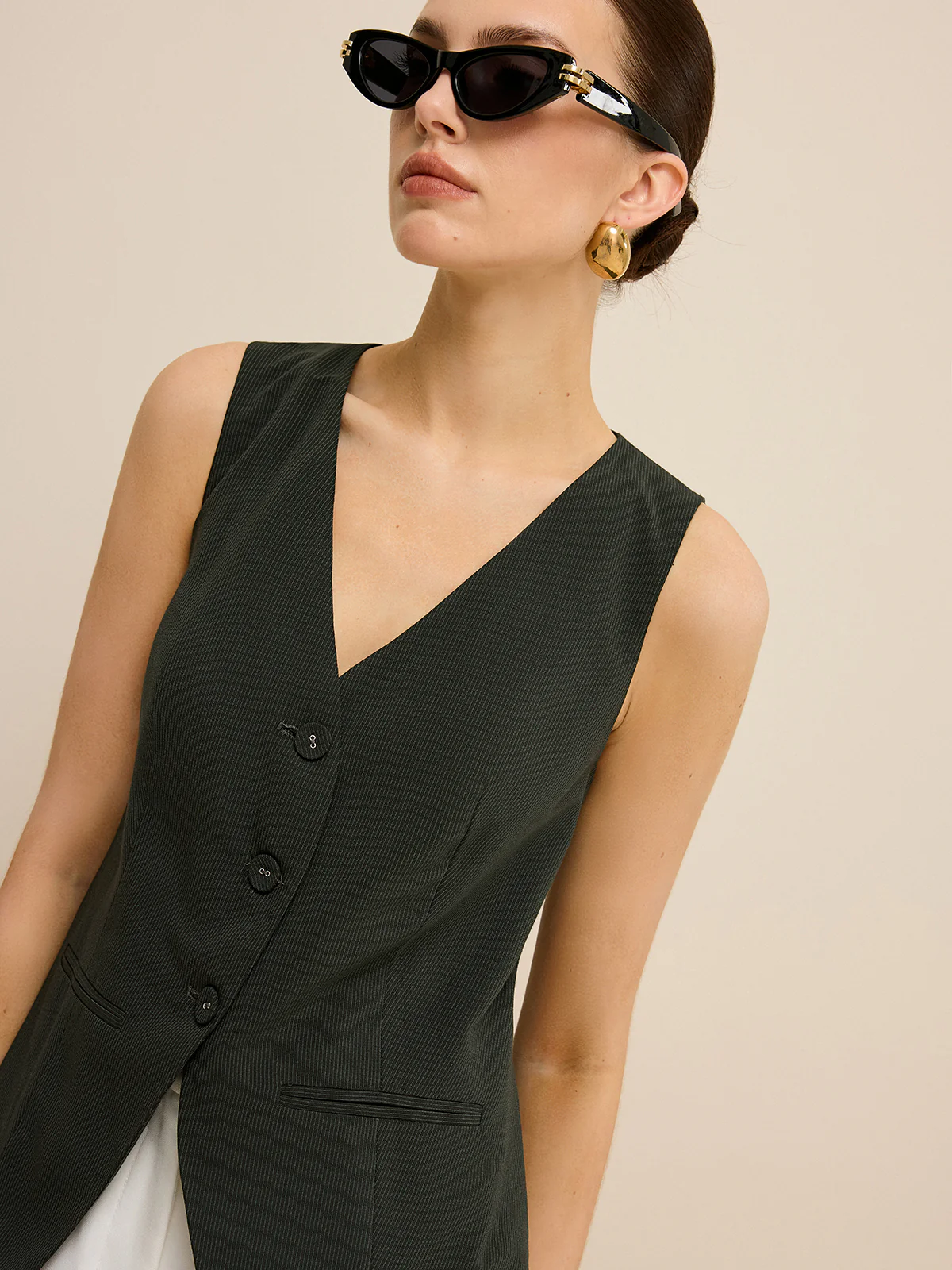 Pinstripe V-Neck Vest - Image 4