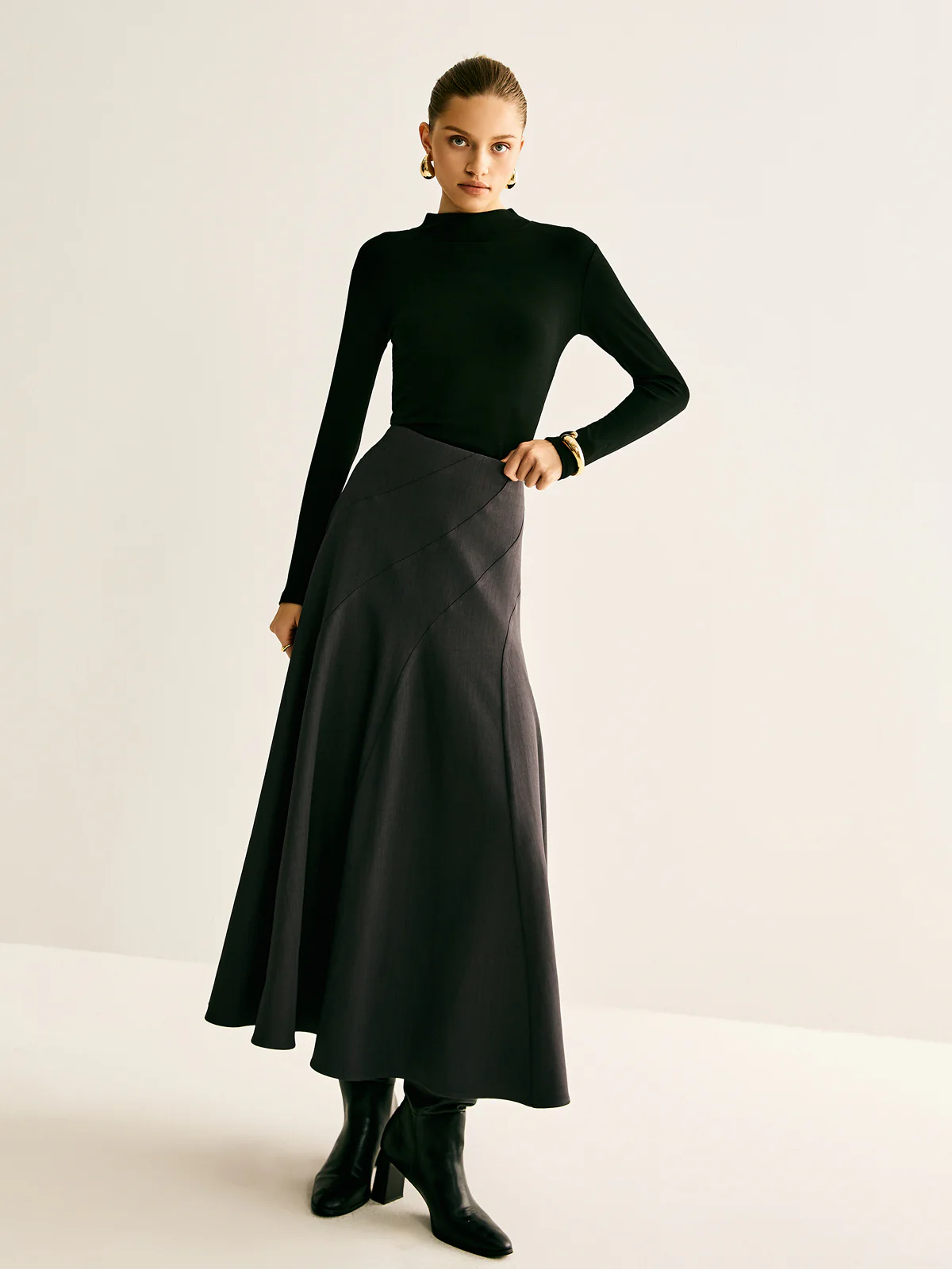 Piping Pleated Zipper Skirt - Image 6