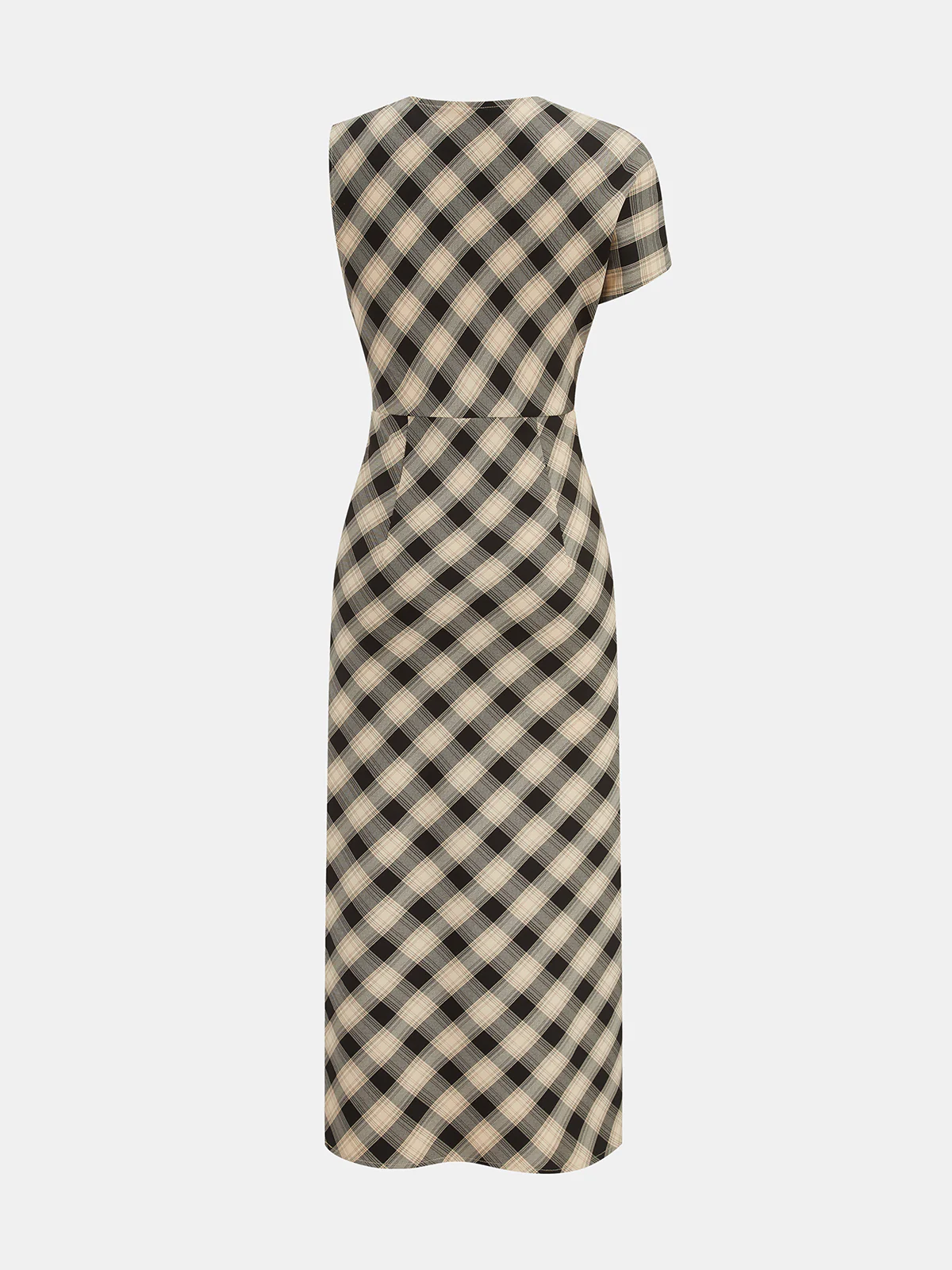 Plaid Asymmetric Slit Maxi Dress - Image 3