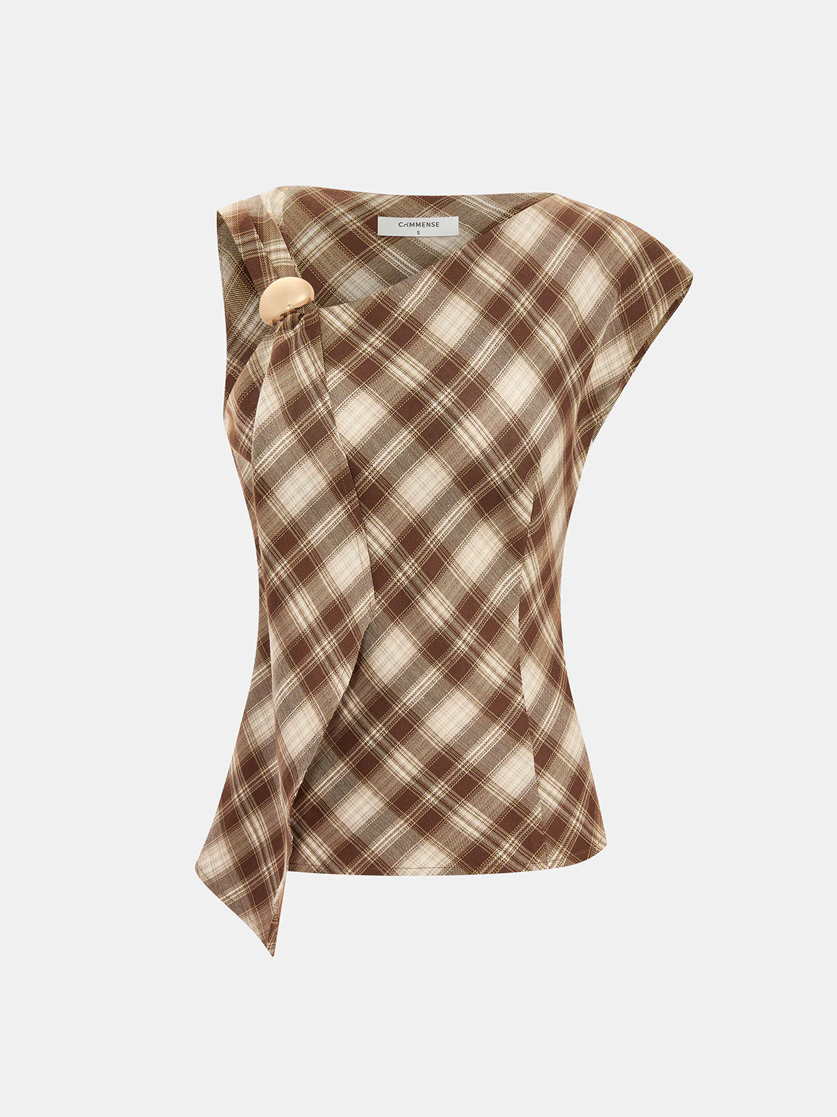 Plaid Asymmetric Top & Wrap Skirt Set - Image 2
