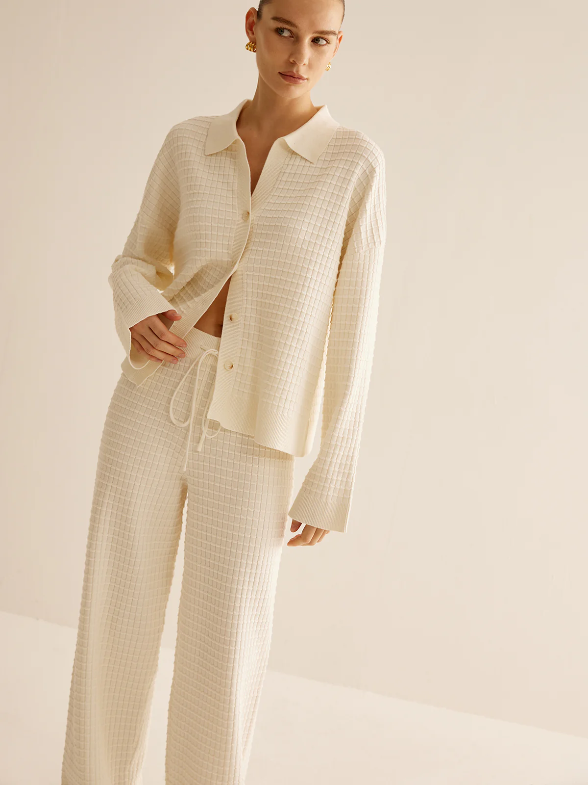 Plaid Button Down Lapel Cardigan - Image 6