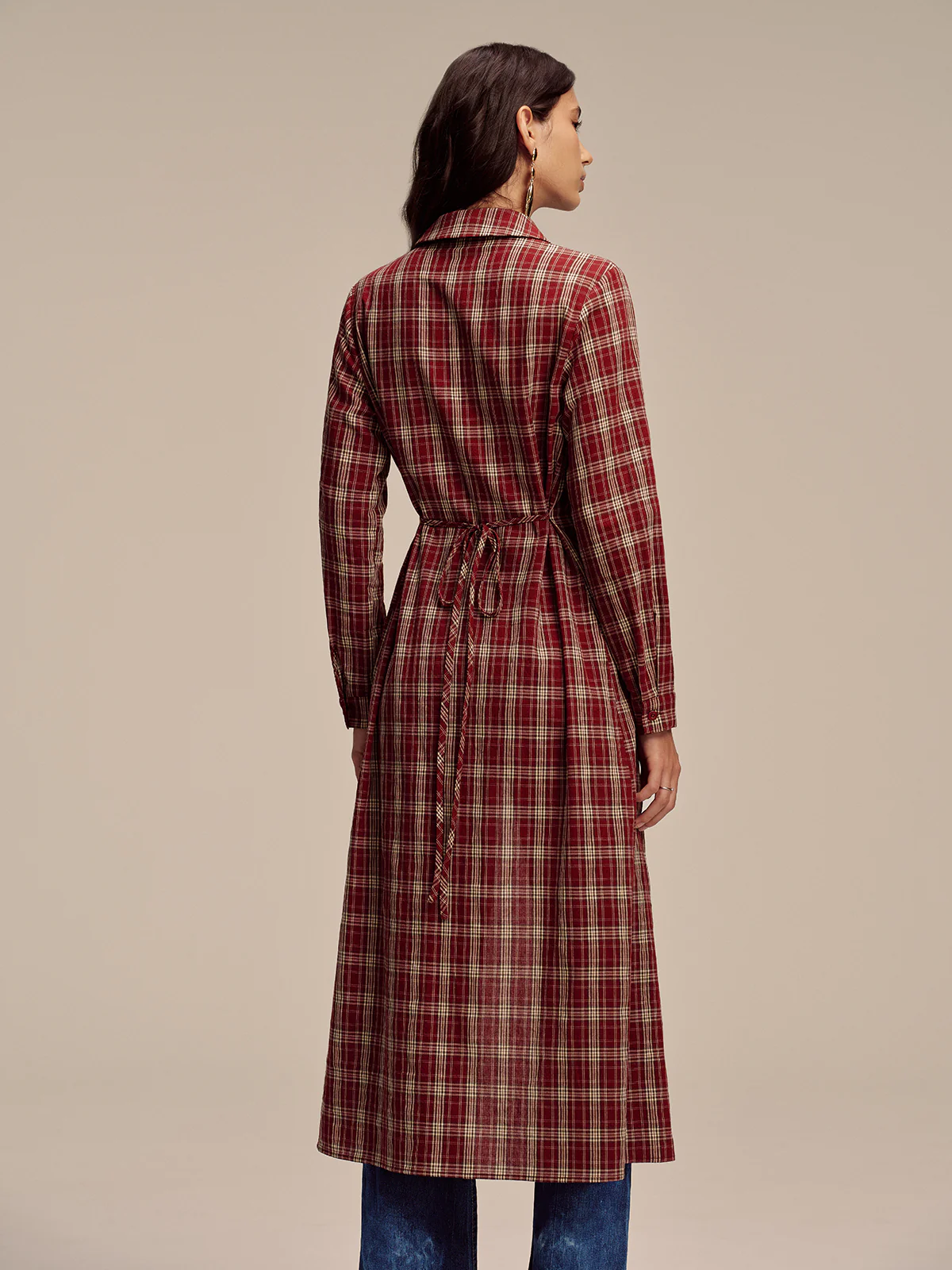 Plaid Button Front Shirt Dress - Image 5