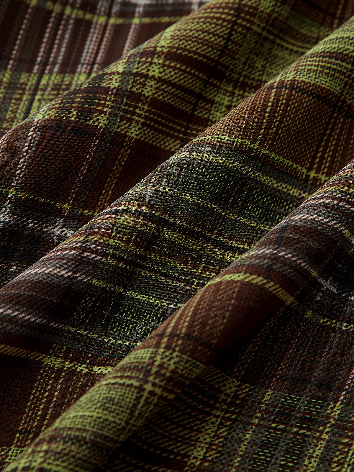 Plaid Chiffon Asymmetric Midi Skirt - Image 3