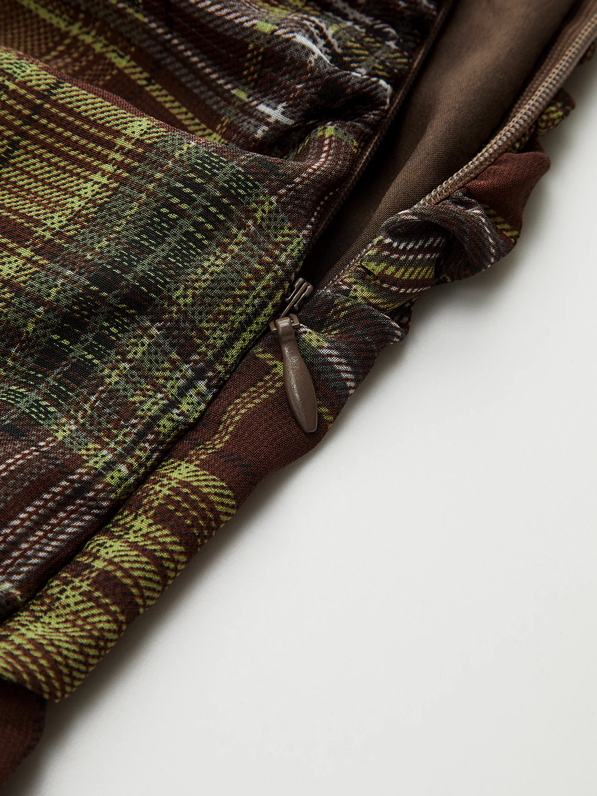 Plaid Chiffon Asymmetric Midi Skirt - Image 4