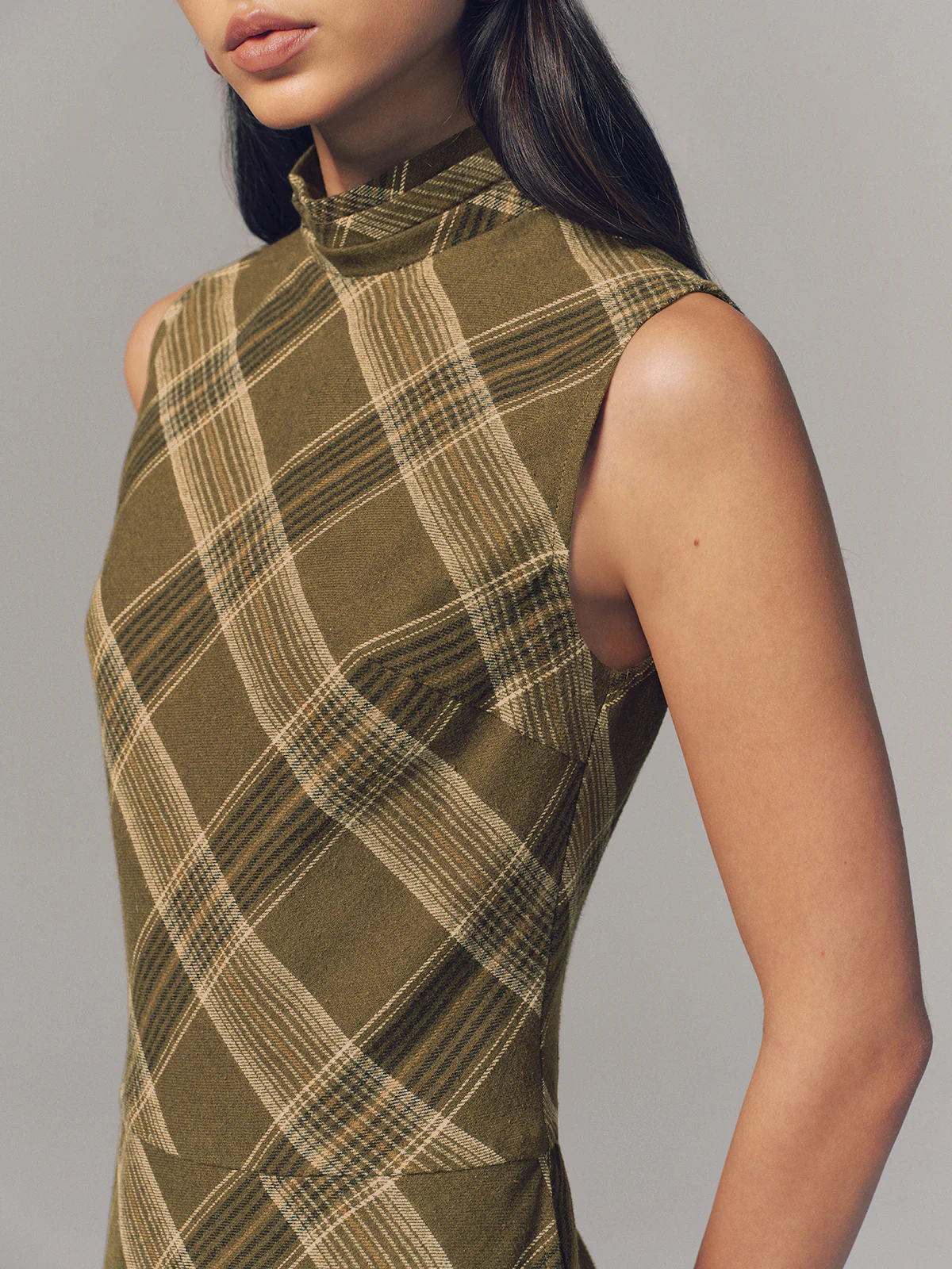 Plaid Fringe Sleeveless Cotton Maxi Dress - Image 2