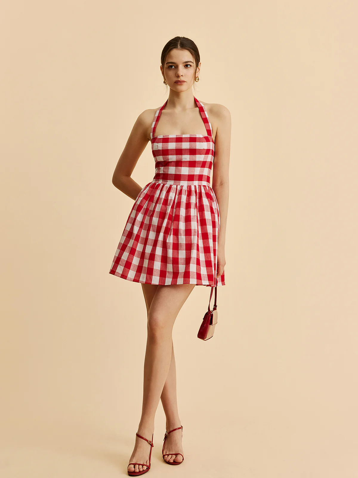 Plaid Halter Flare Dress - Image 2