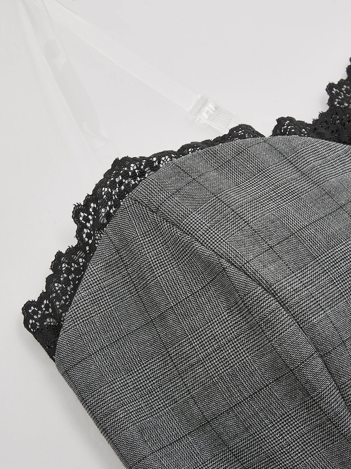 Plaid Lace Trim Strapless Top & Pants Set - Image 8
