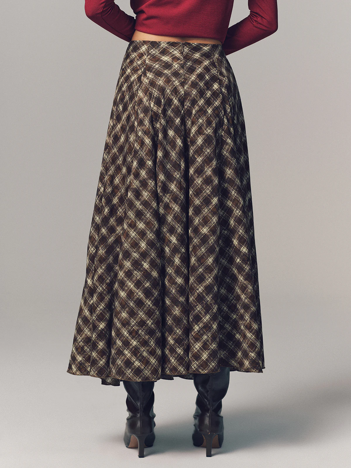 Plaid Pleated Maxi Skirt - Image 6