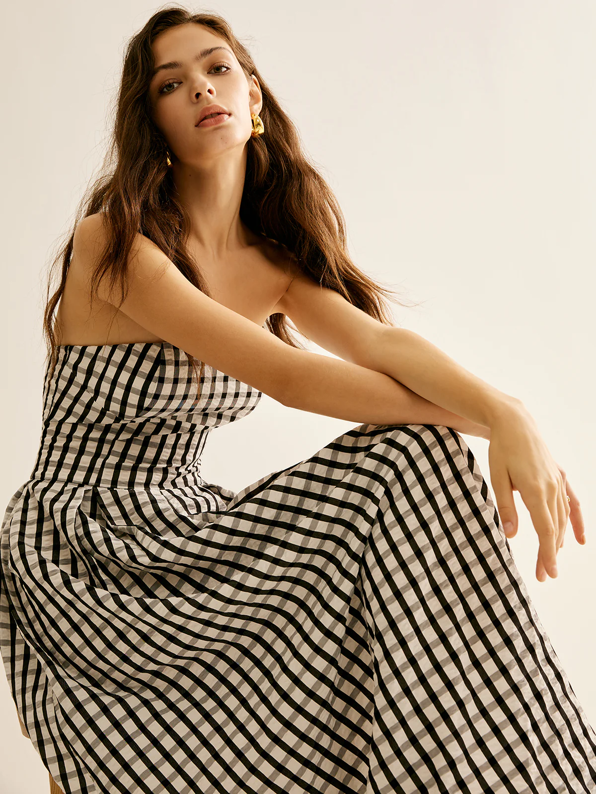 Plaid Tube Long Dress - Image 4