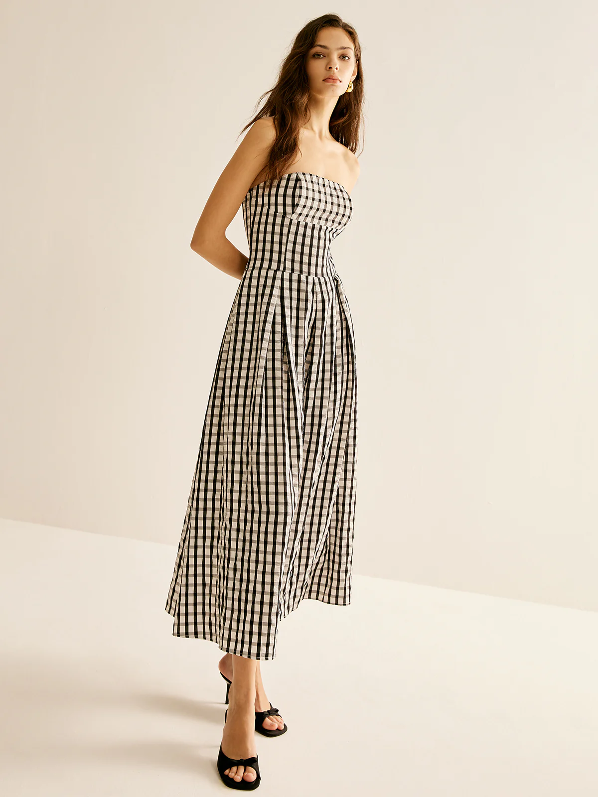Plaid Tube Long Dress - Image 5