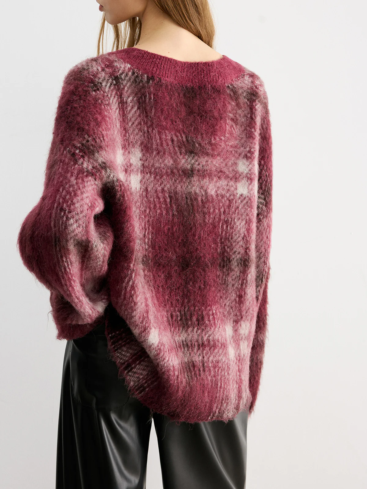 Plaid V-Neck Wool-Blend Sweater - Image 5