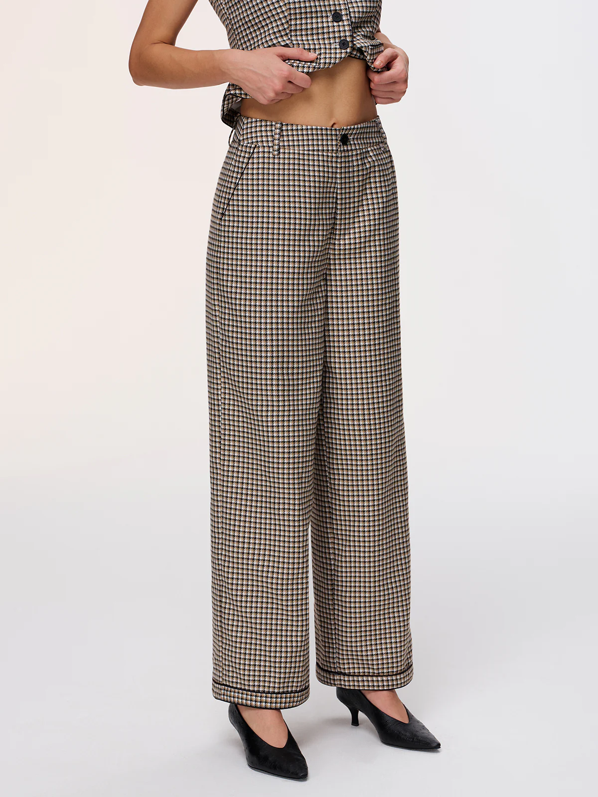 Plaid Vest & Wide Leg Pants Set - Image 7