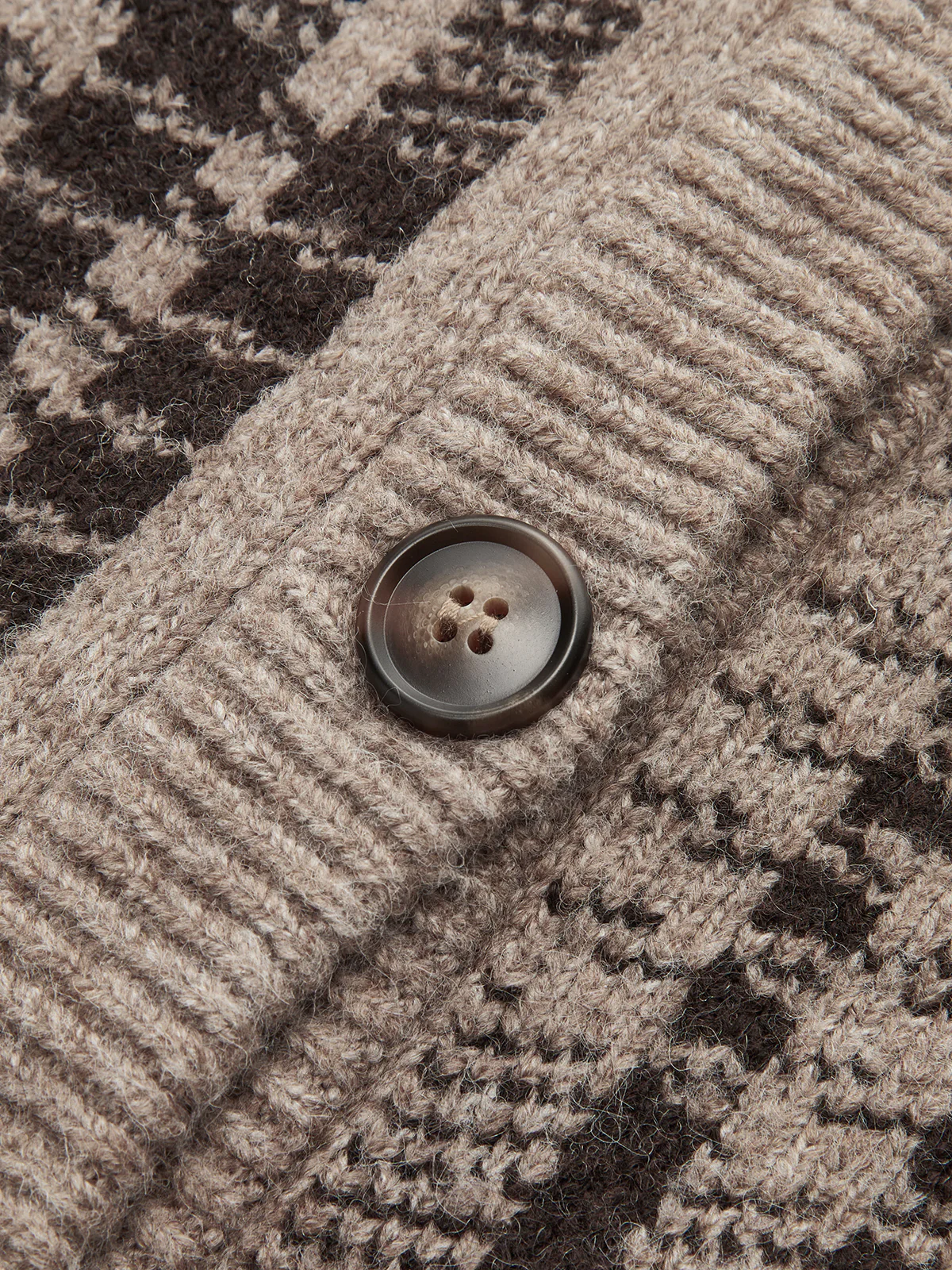 Plaid Wool-Blend Button Cardigan - Image 3
