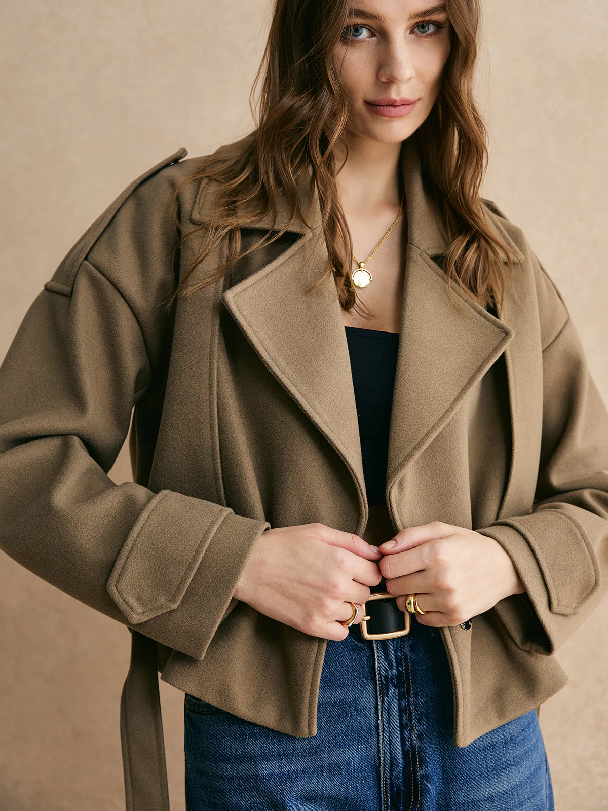 Plain Belted Warm Jacket - Image 2