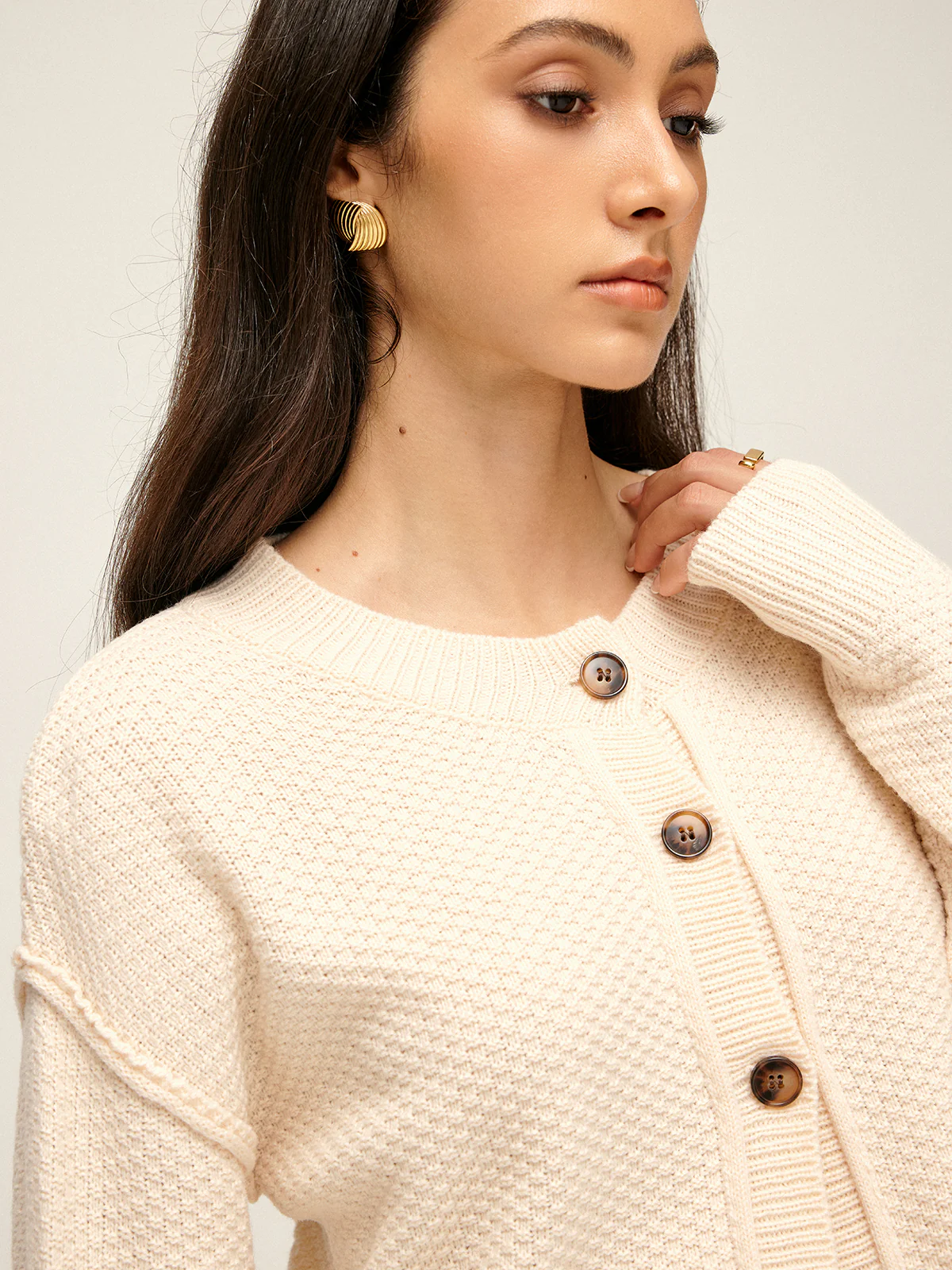 Plain Button Down Cardigan - Image 5