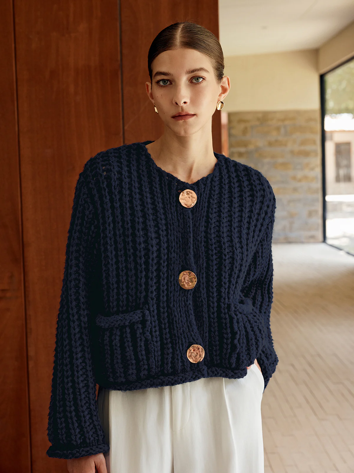 Plain Button Knit Cardigan - Image 3