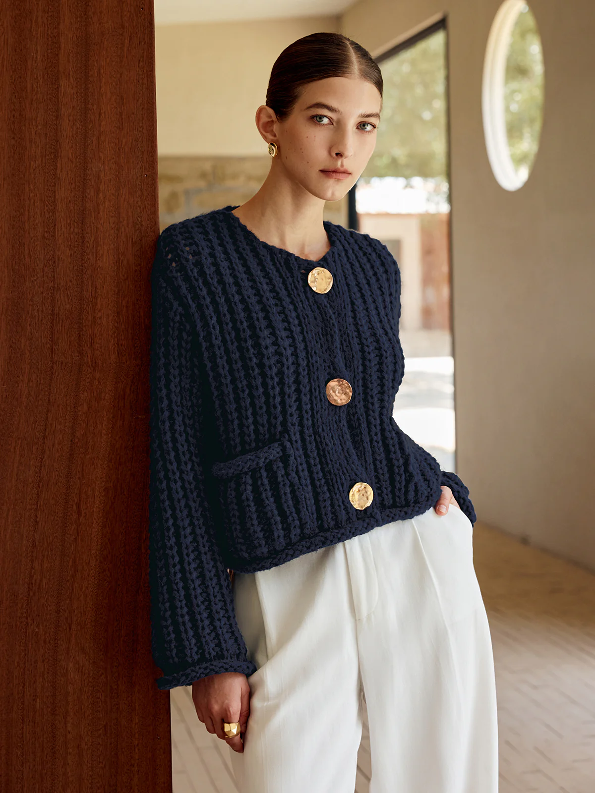 Plain Button Knit Cardigan - Image 4