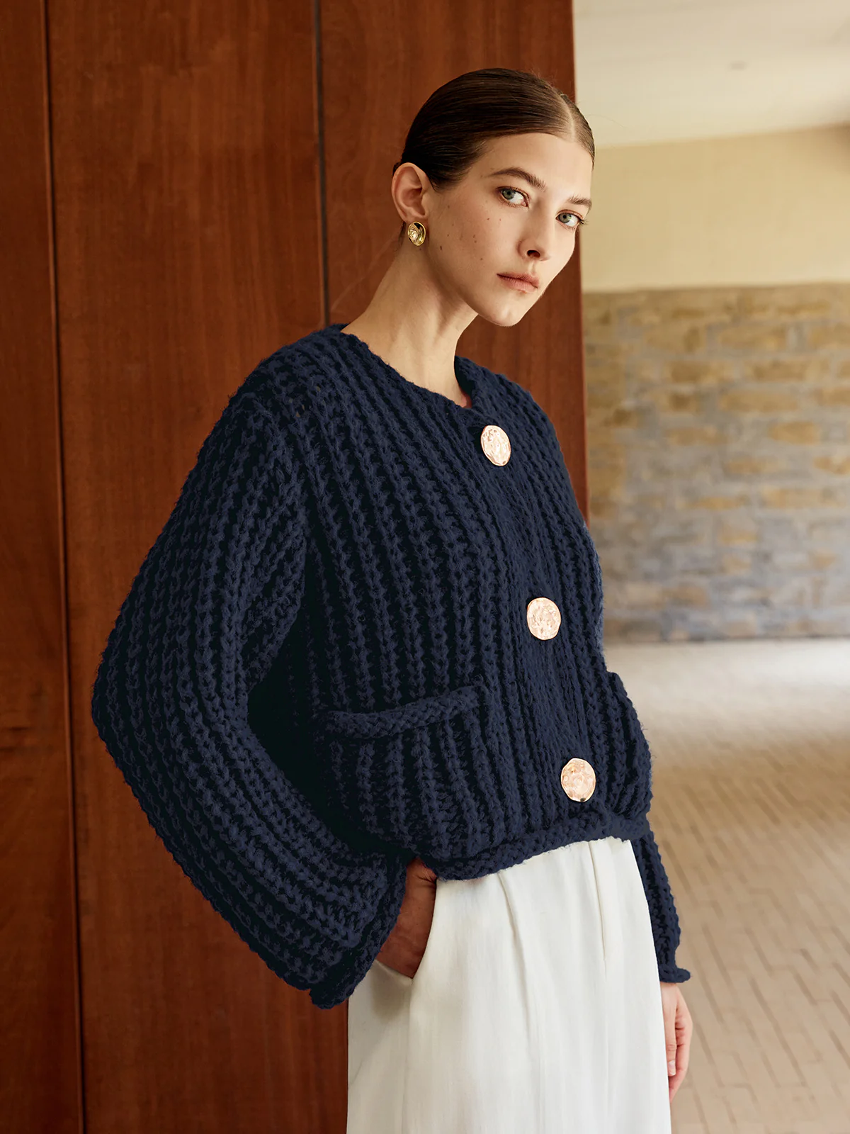 Plain Button Knit Cardigan - Image 5
