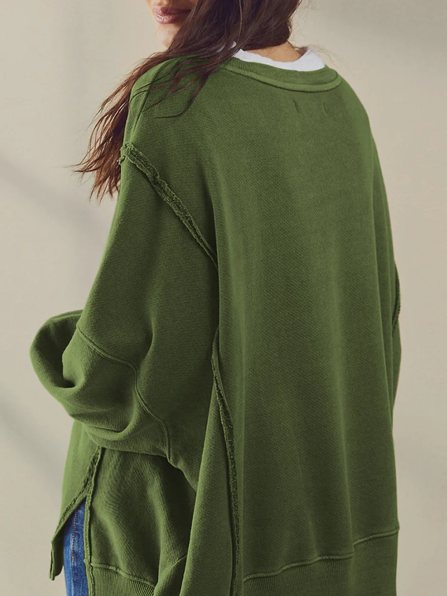 Plain Cotton Split Sweatshirt - Image 3