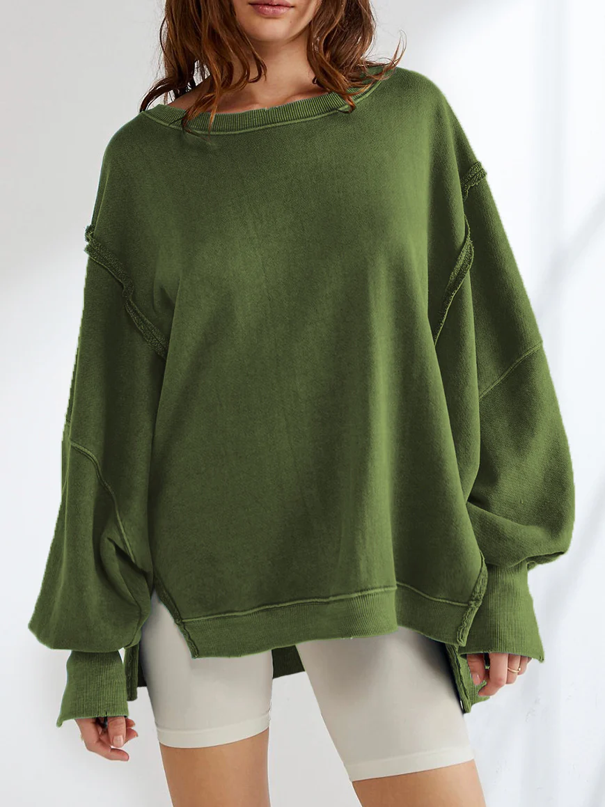 Plain Cotton Split Sweatshirt - Image 6