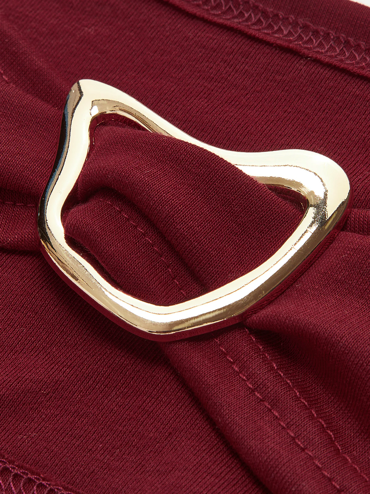 Plain Cutout Long Sleeve T-Shirt - Image 2
