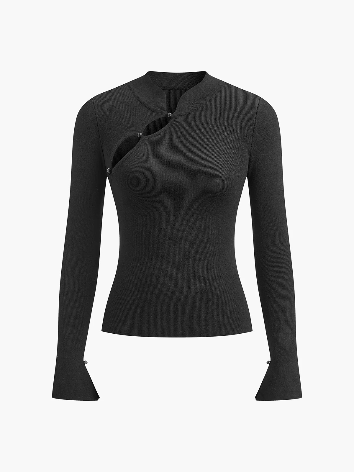 Plain Cutout Skinny Sweater - Image 2