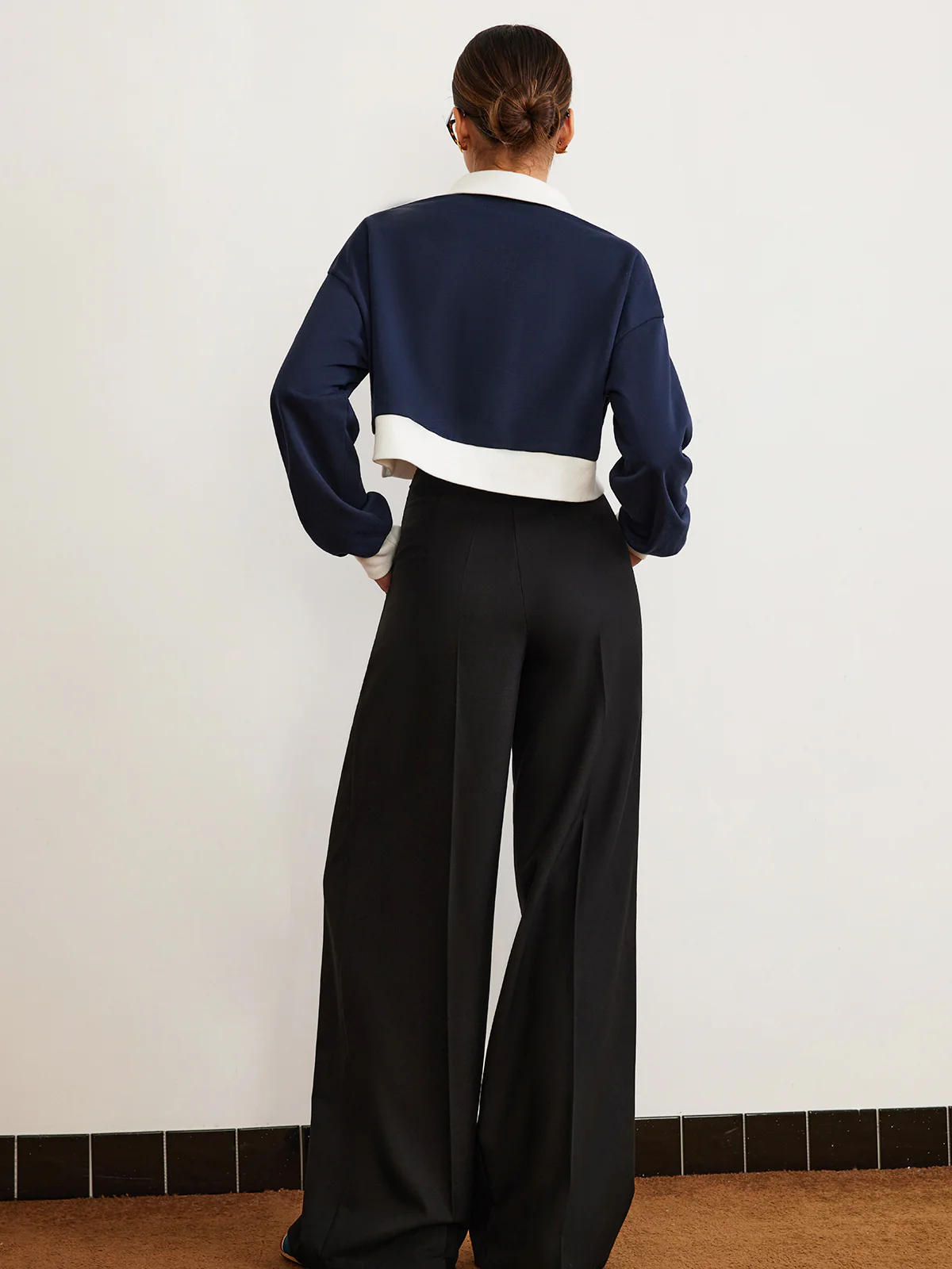 Plain Drawstring Wide-Leg Pants - Image 6