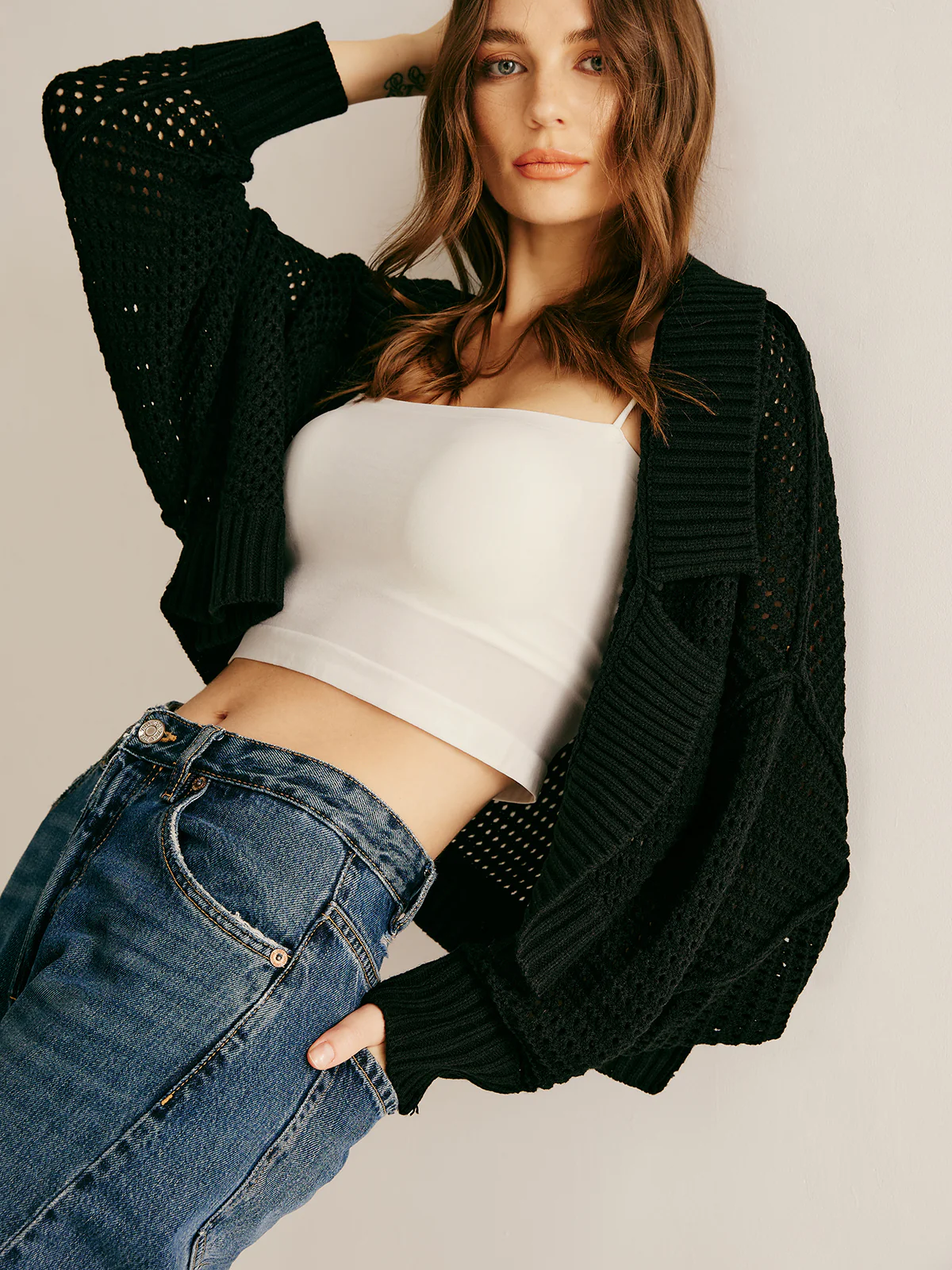 Plain Hollow Versatile Cardigan - Image 2