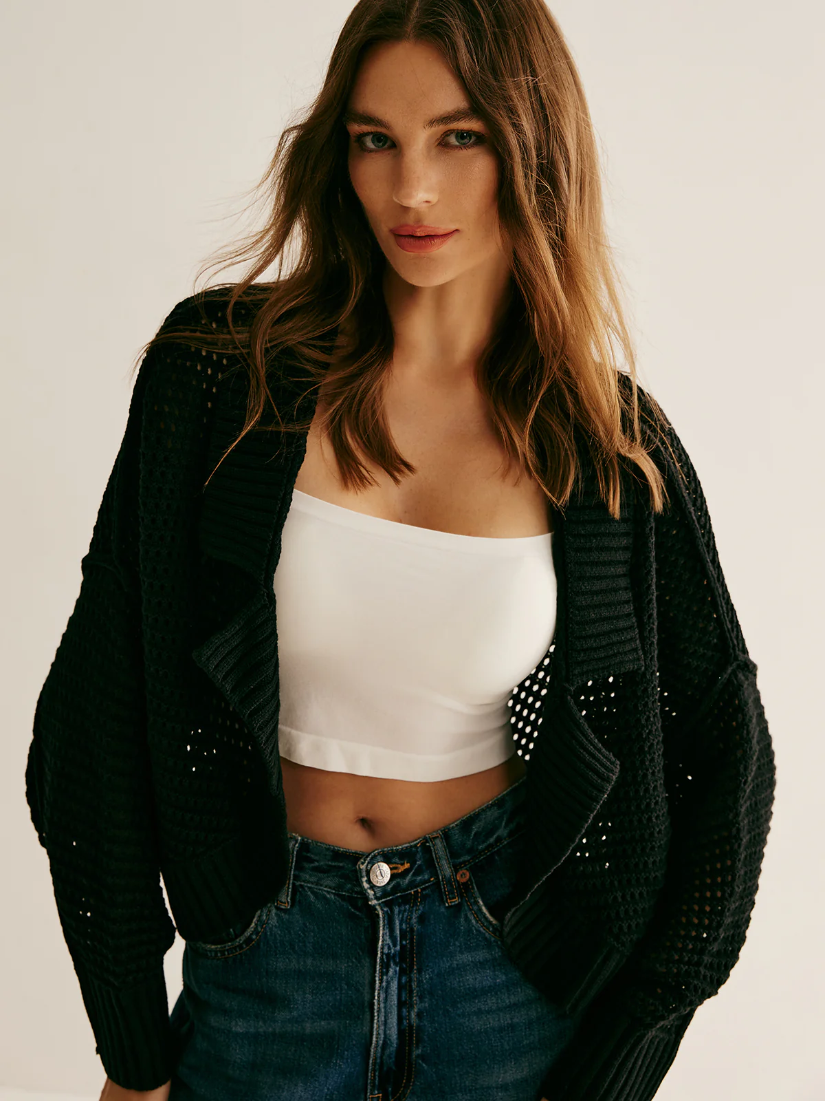 Plain Hollow Versatile Cardigan - Image 3