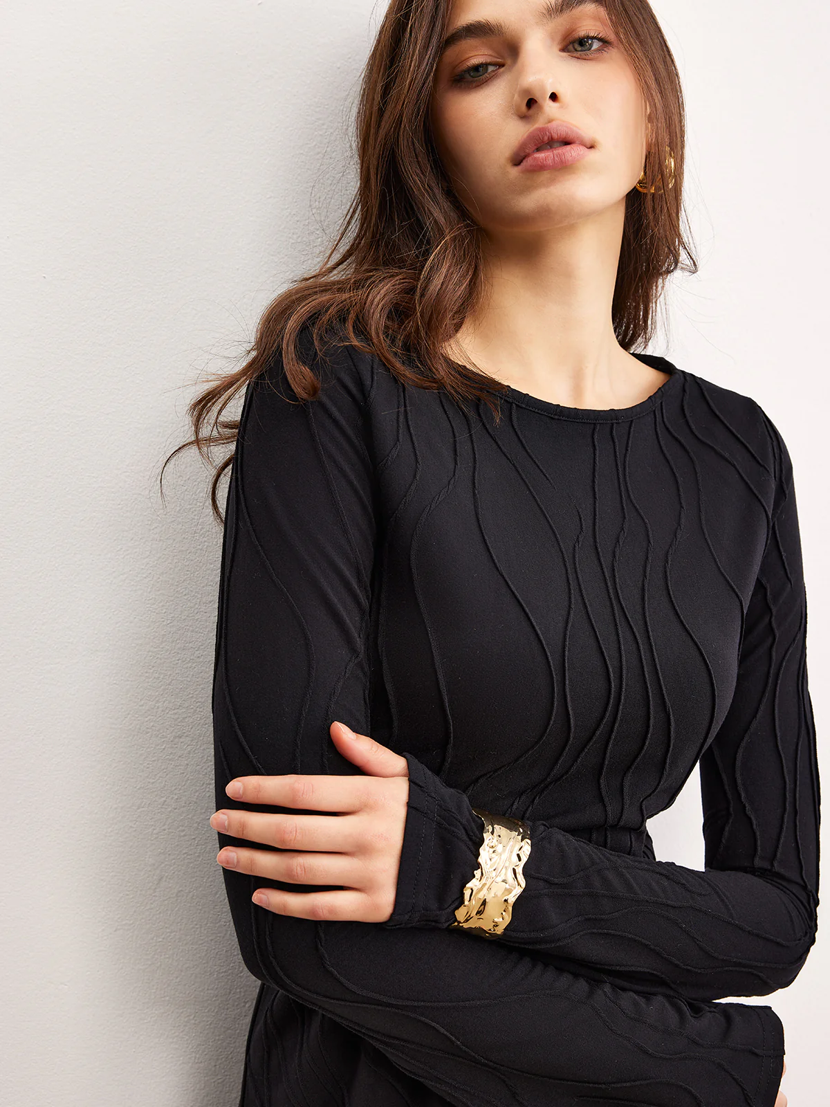 Plain Piping Jersey Dress - Image 2
