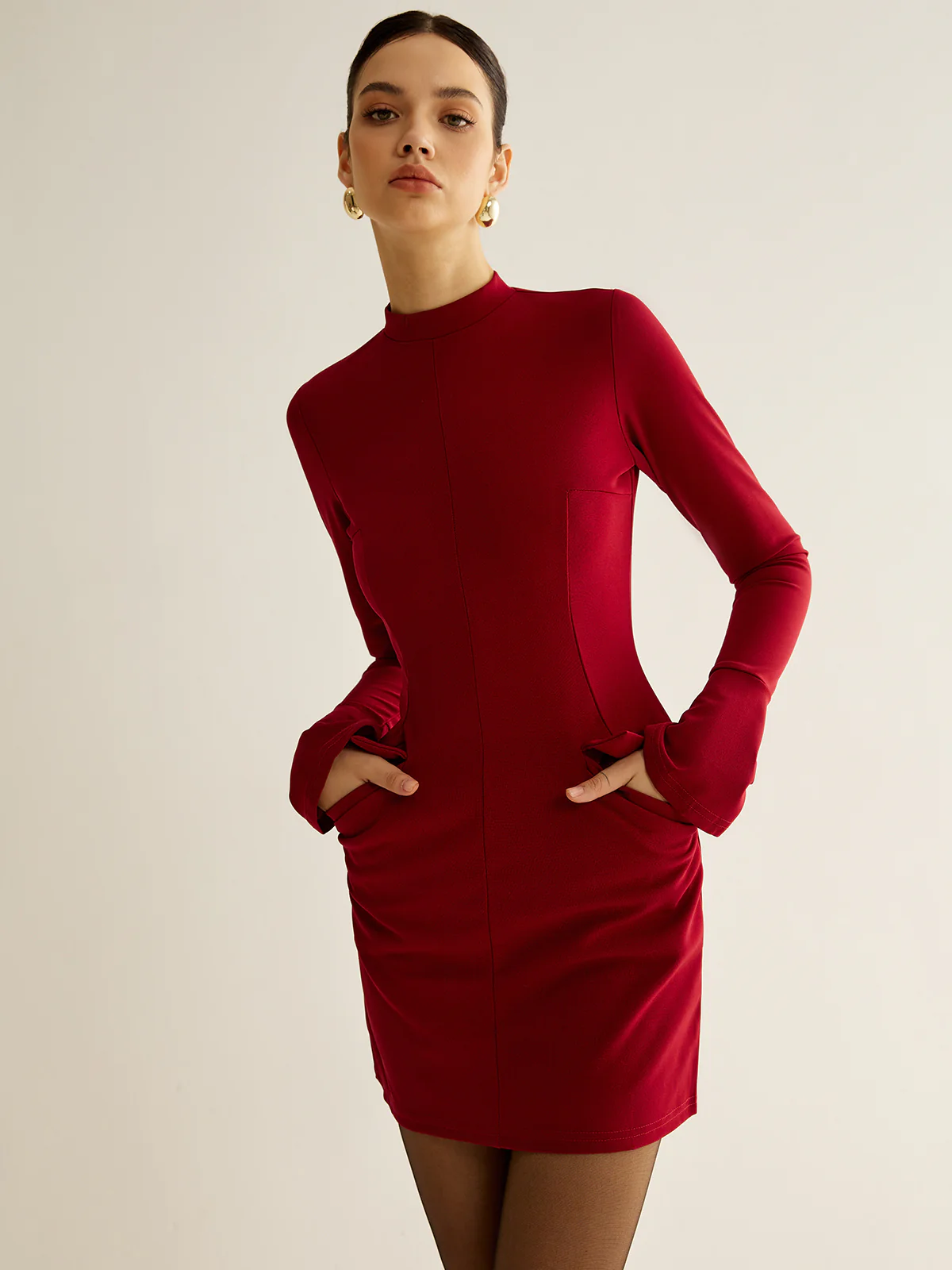 Plain Piping Short Dress - Image 3