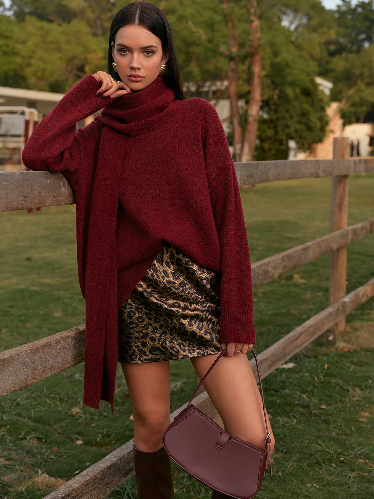 Plain Shift Sweater With Matching Scarf - Image 2